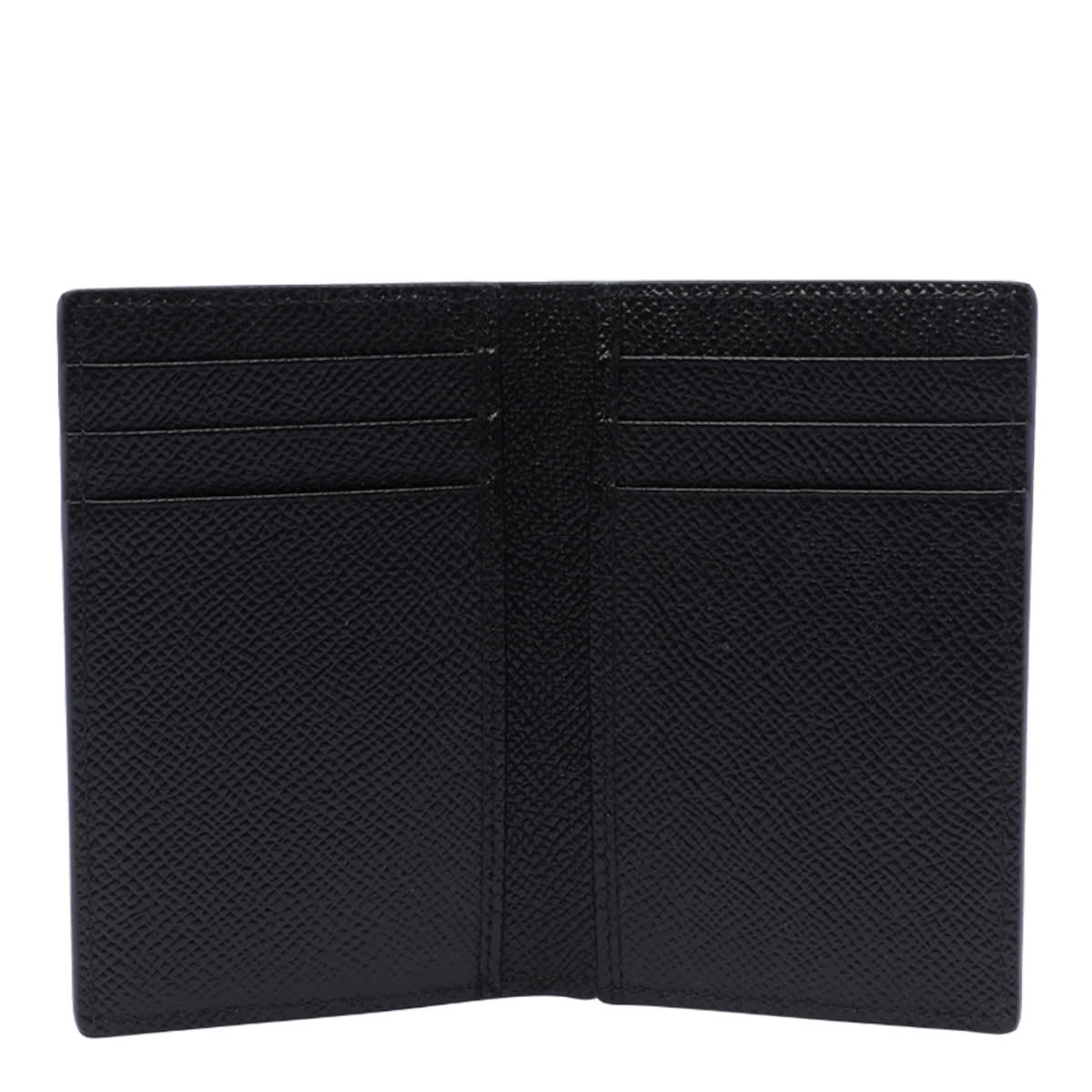 Shop Dolce & Gabbana Bifold Leather Cardholder Dauphine Print In Nero