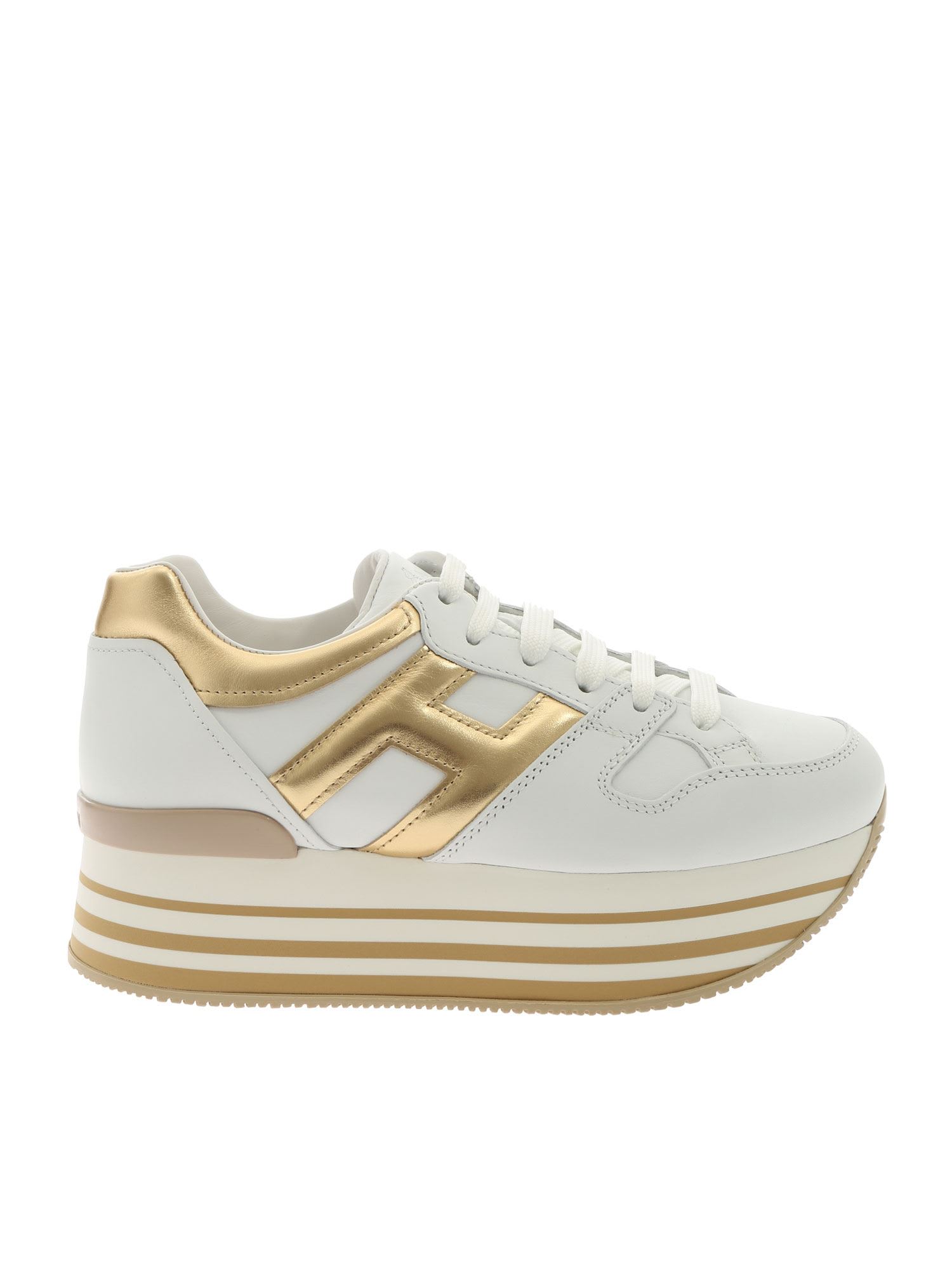 Hogan Hogan Maxi H222 Platform Sneakers - White/Gold - 10833128 | italist