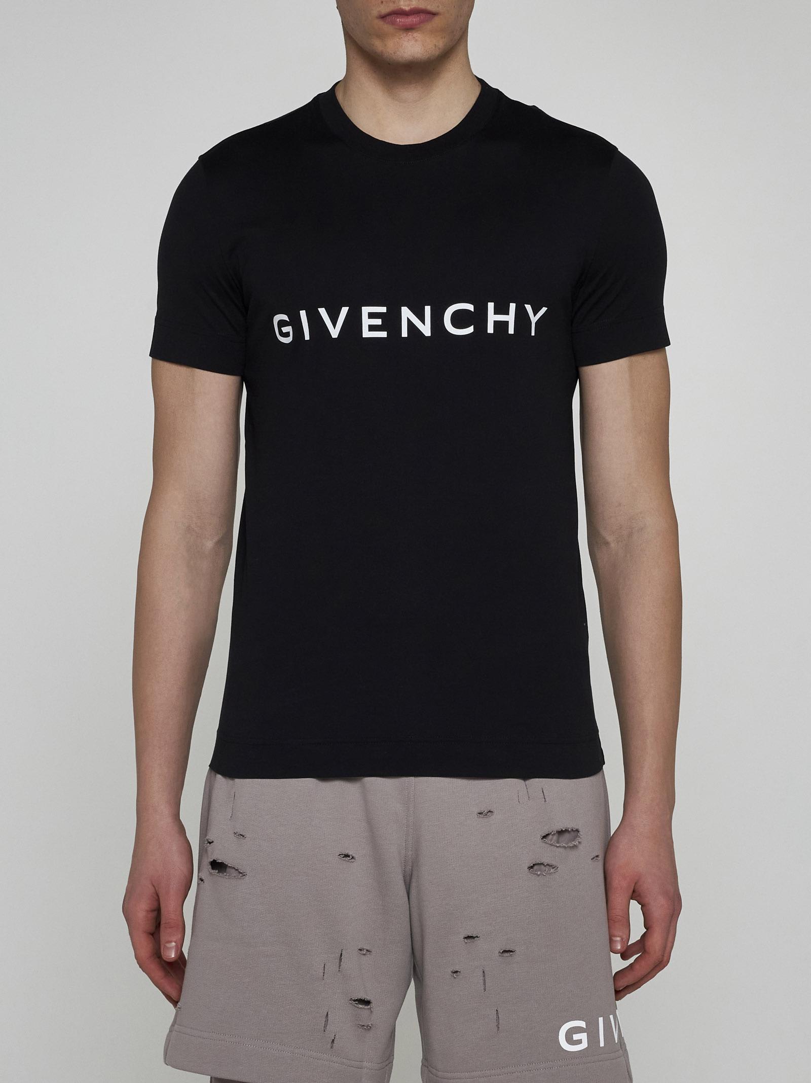 Shop Givenchy Logo Cotton T-shirt In Black