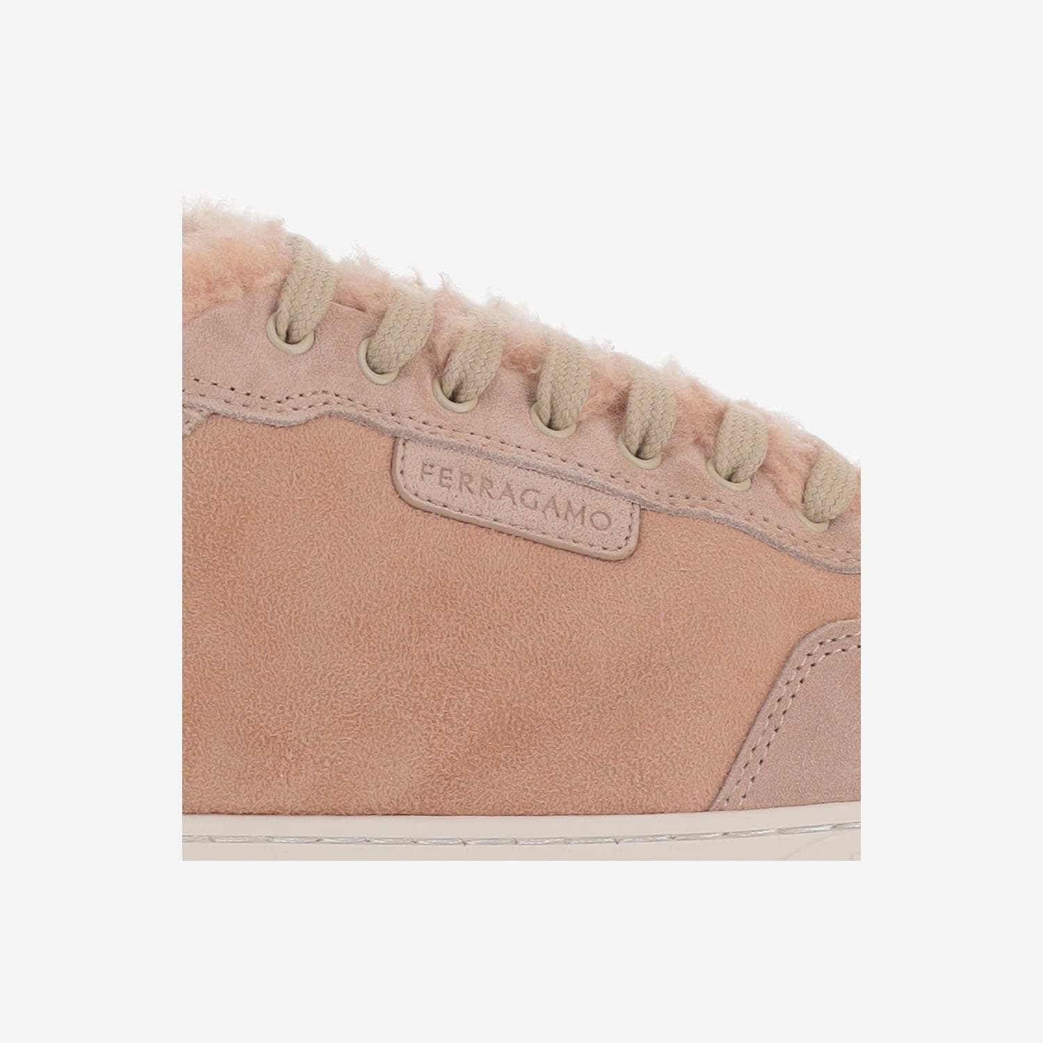 Ferragamo Athena Fur Sneakers In Pink