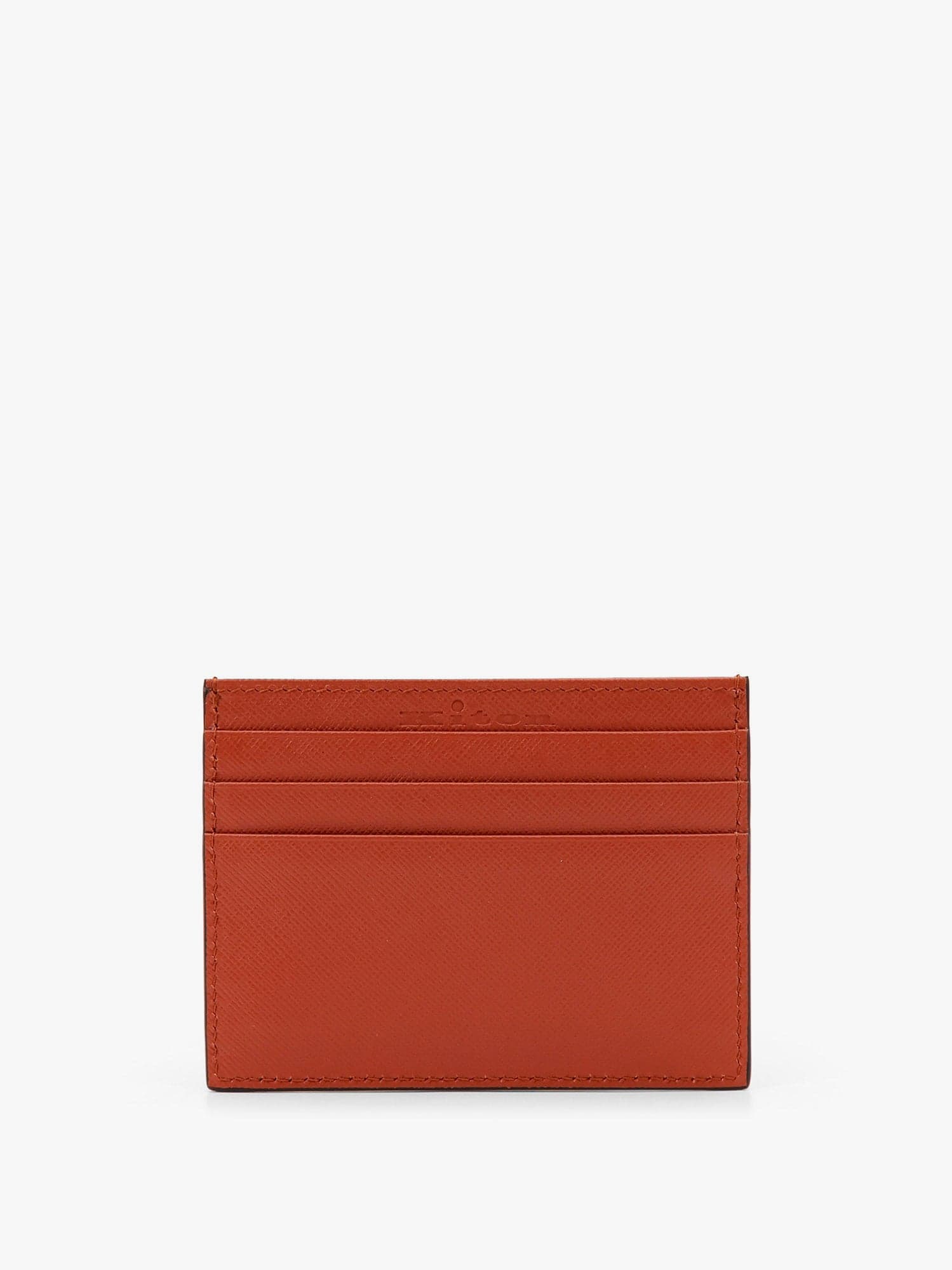 Kiton Leather Card Holder With Metal Logo In Orange
