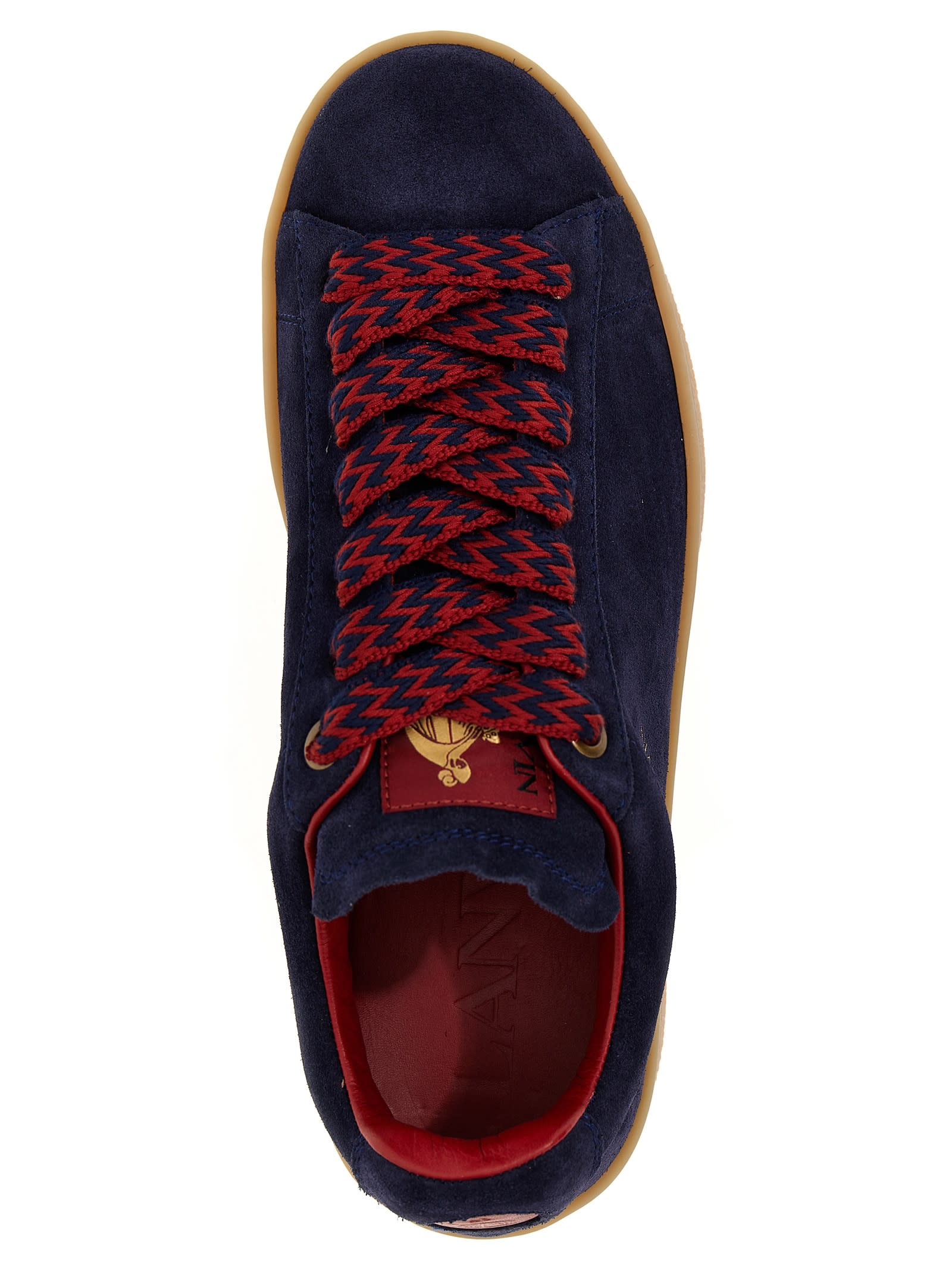 Shop Lanvin Lite Curb Sneakers In Navy Blue/red