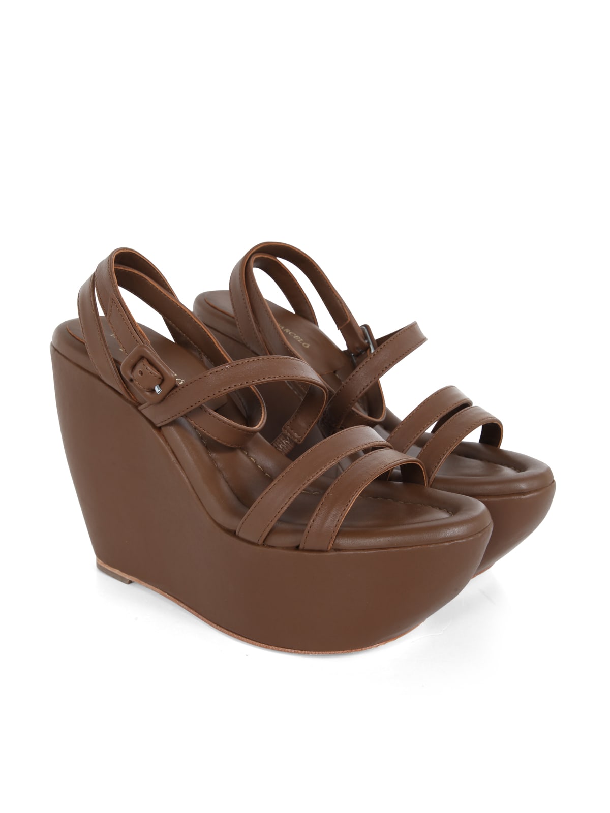 Shop Paloma Barceló Iraide Wedge Sandals With Ankle Bands In Hazelnut