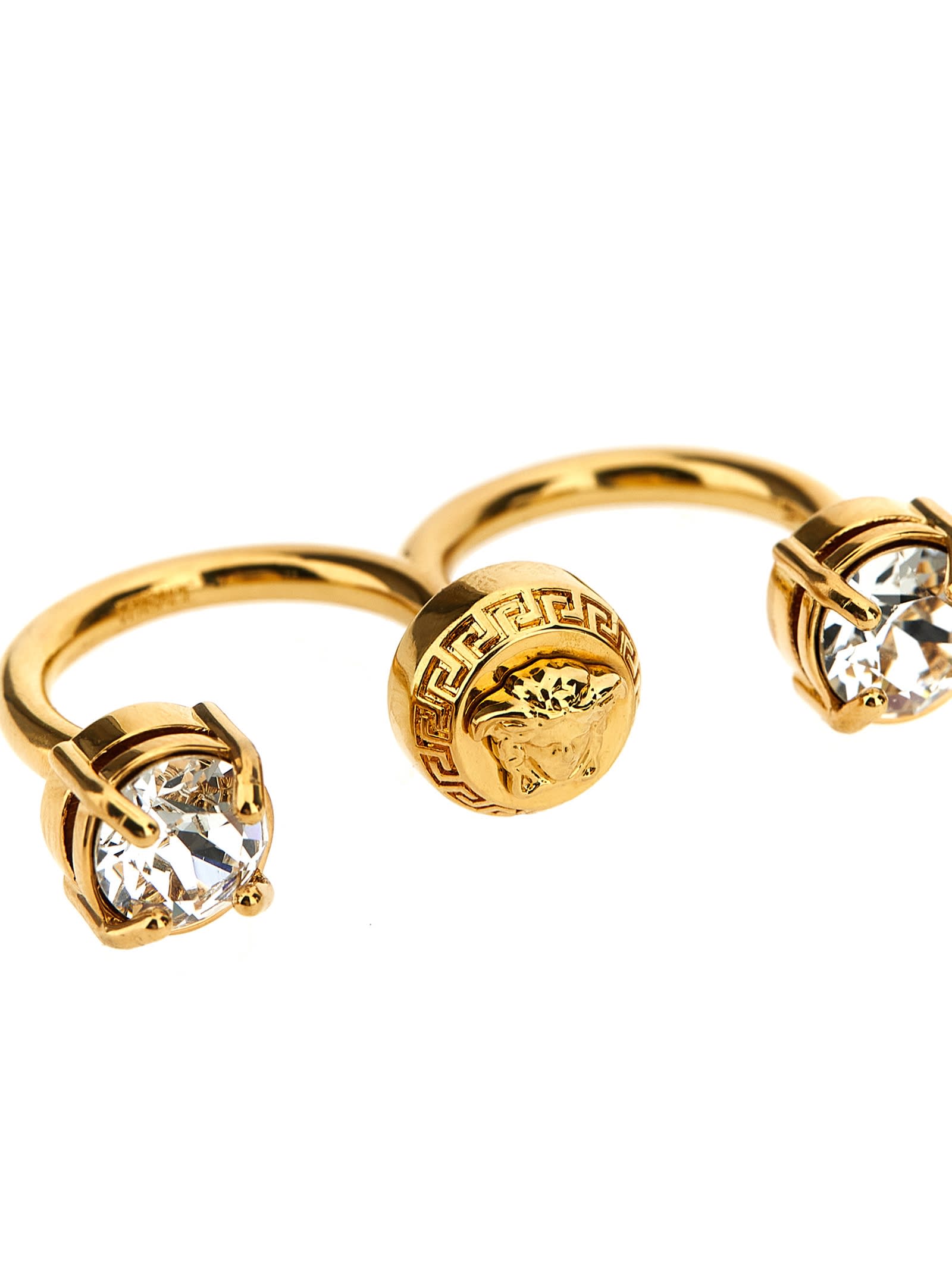 Shop Versace Medusa Ring In Gold Crystal