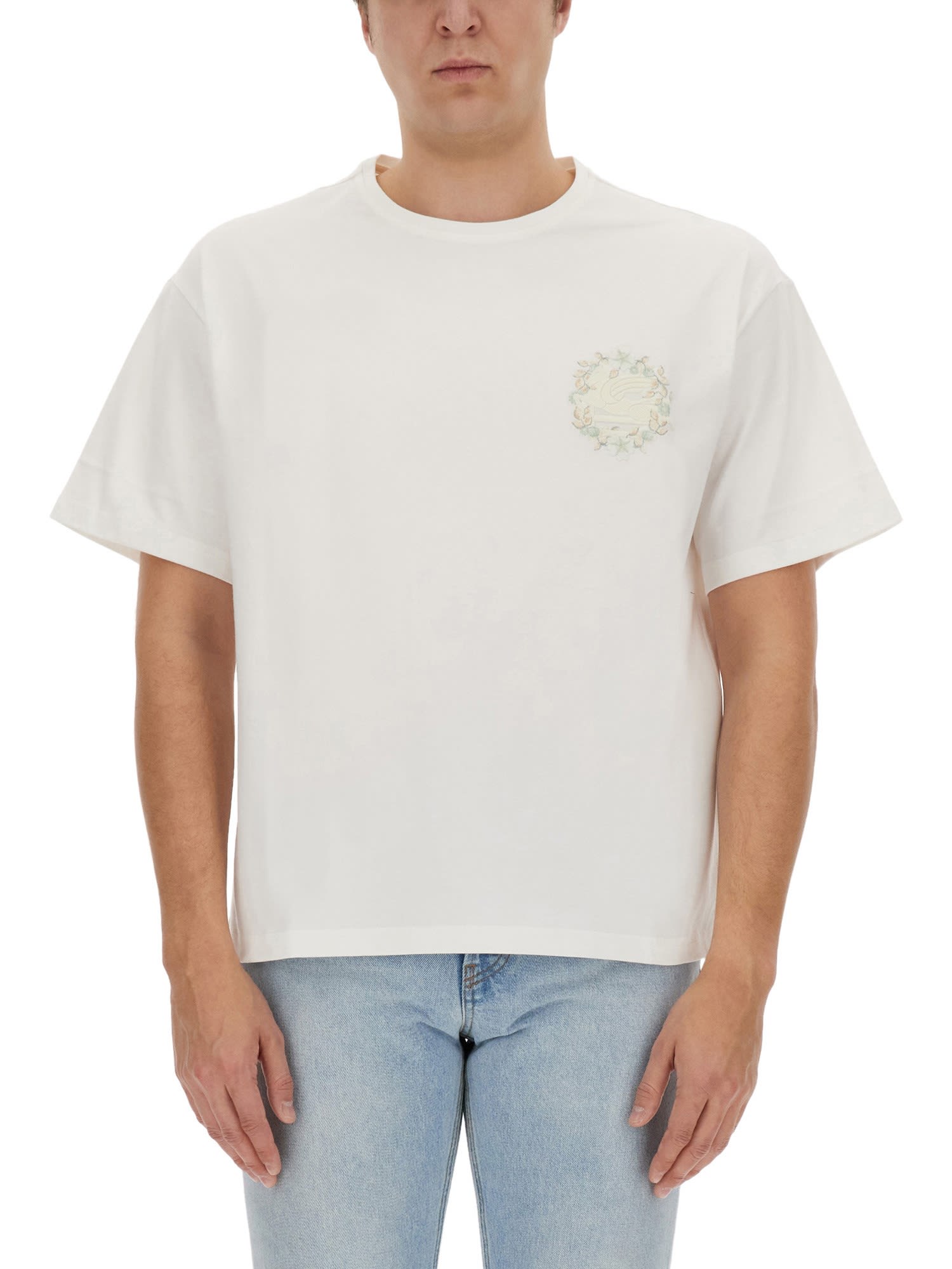 Shop Etro T-shirt With Logo In Bianco (white)