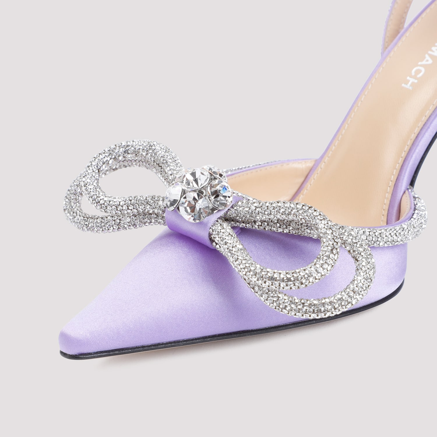 Shop Mach &amp; Mach Double Bow Lavender Satin High Heels Pumps