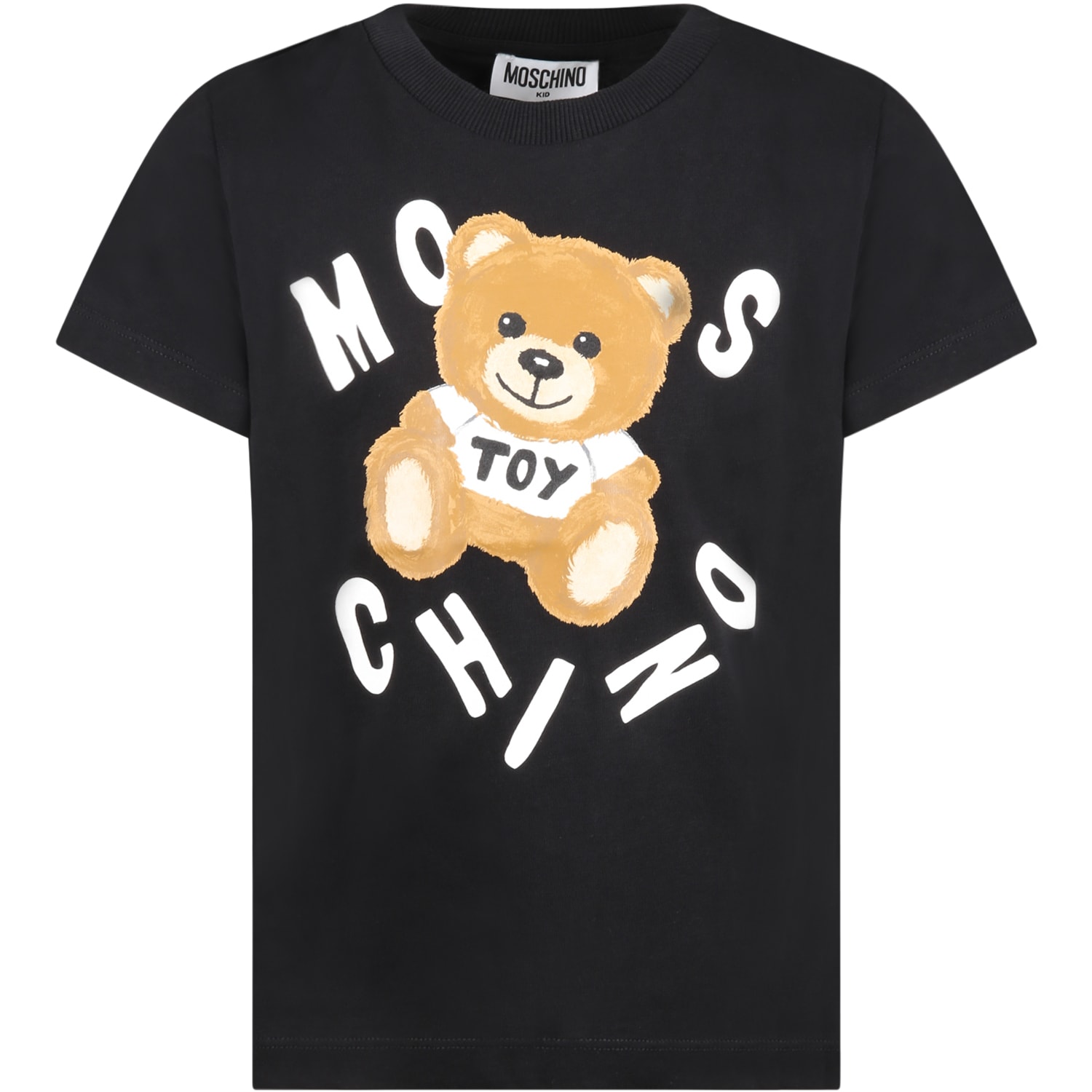 MOSCHINO BLACK T-SHIRT FOR KIDS WITH TEDDY BEAR