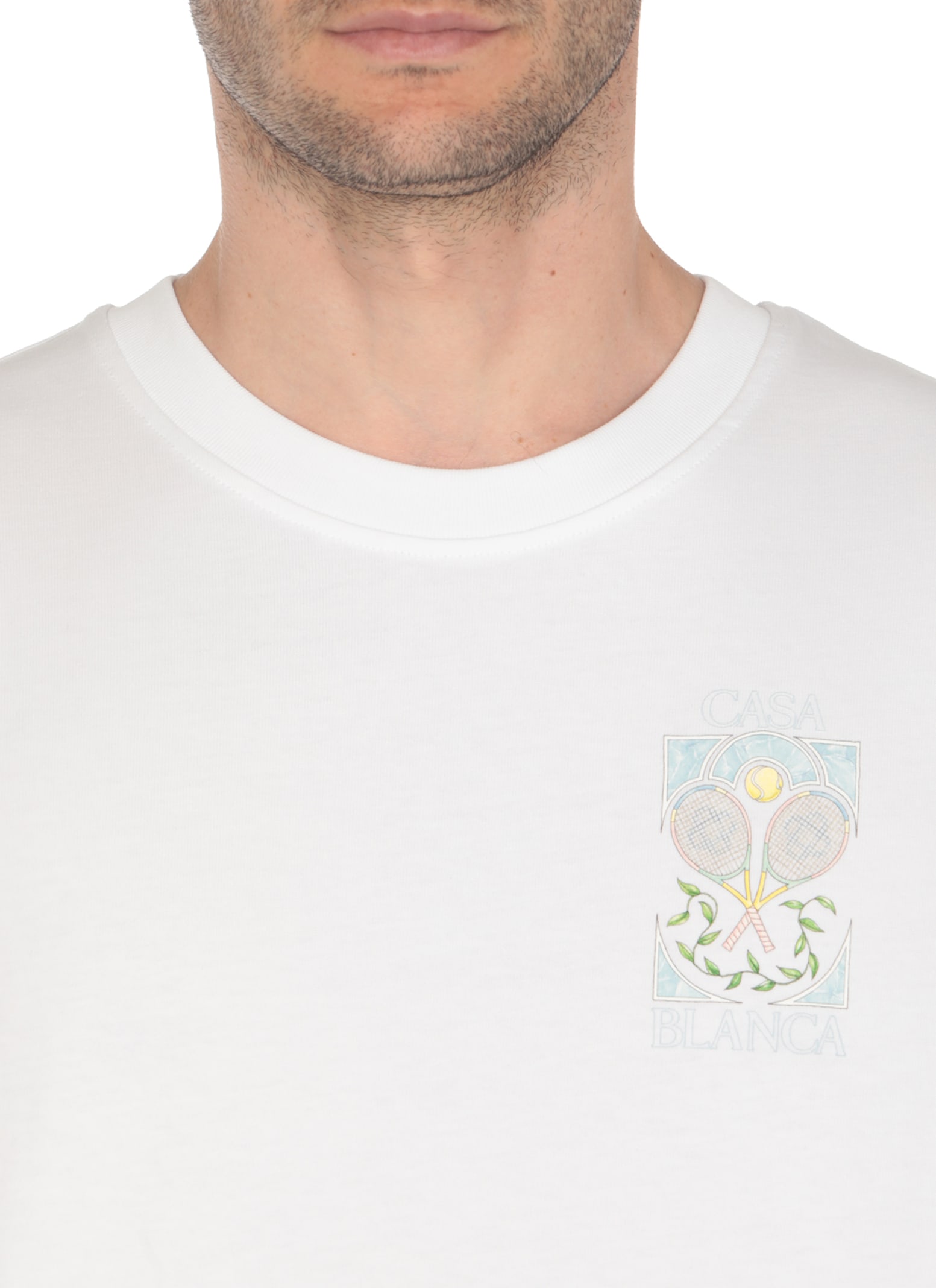 Shop Casablanca Tennis Pastelle T-shirt In White