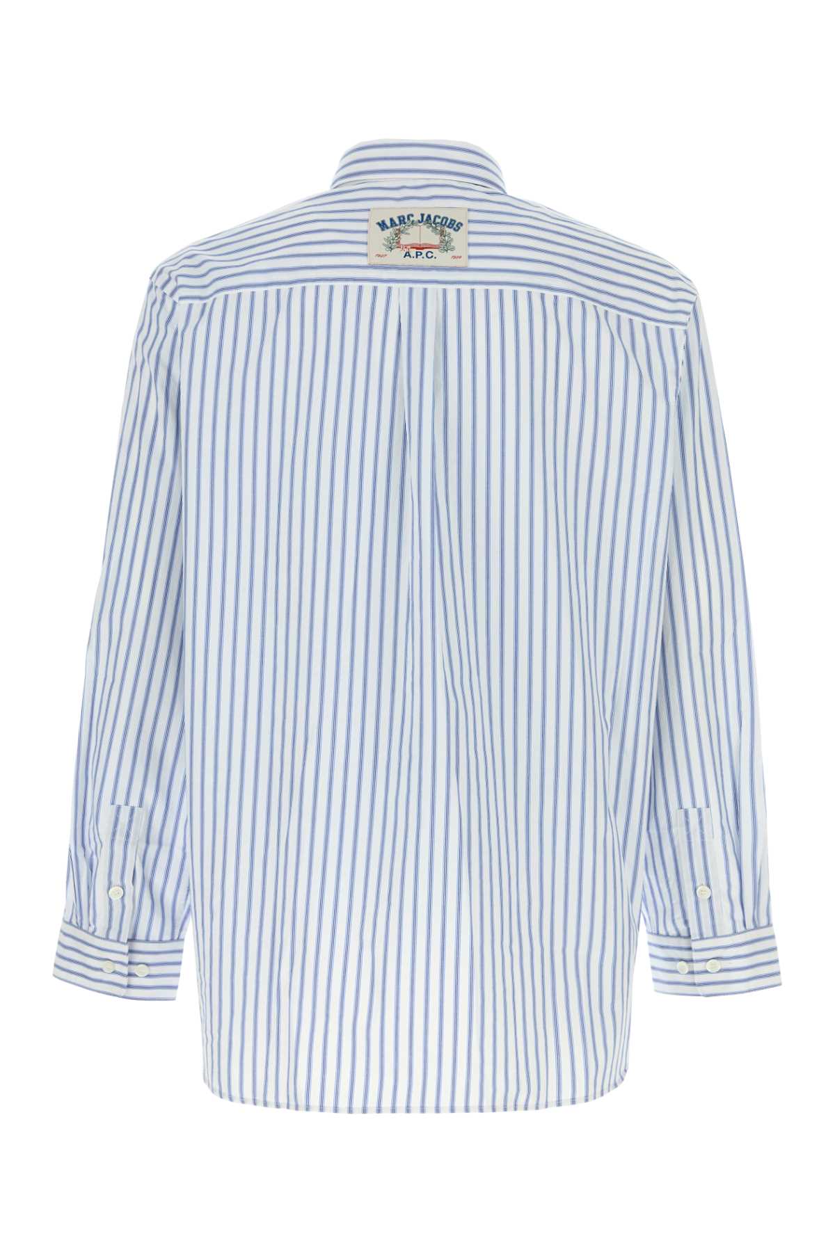 Apc A.p.c. Embroidered Oxford A.p.c. X Marc Jacobs Oversize Shirt In Blue