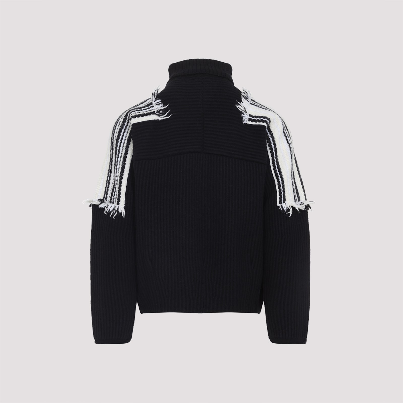 Mordecai Black Virgin Wool Jacquard Stripe Turtle Neck In Multi