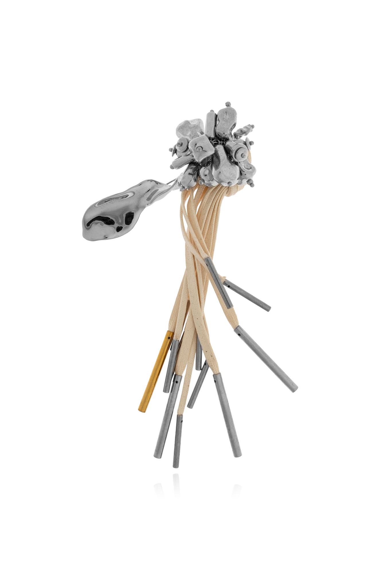 Dries Van Noten Brass Brooch In Brown