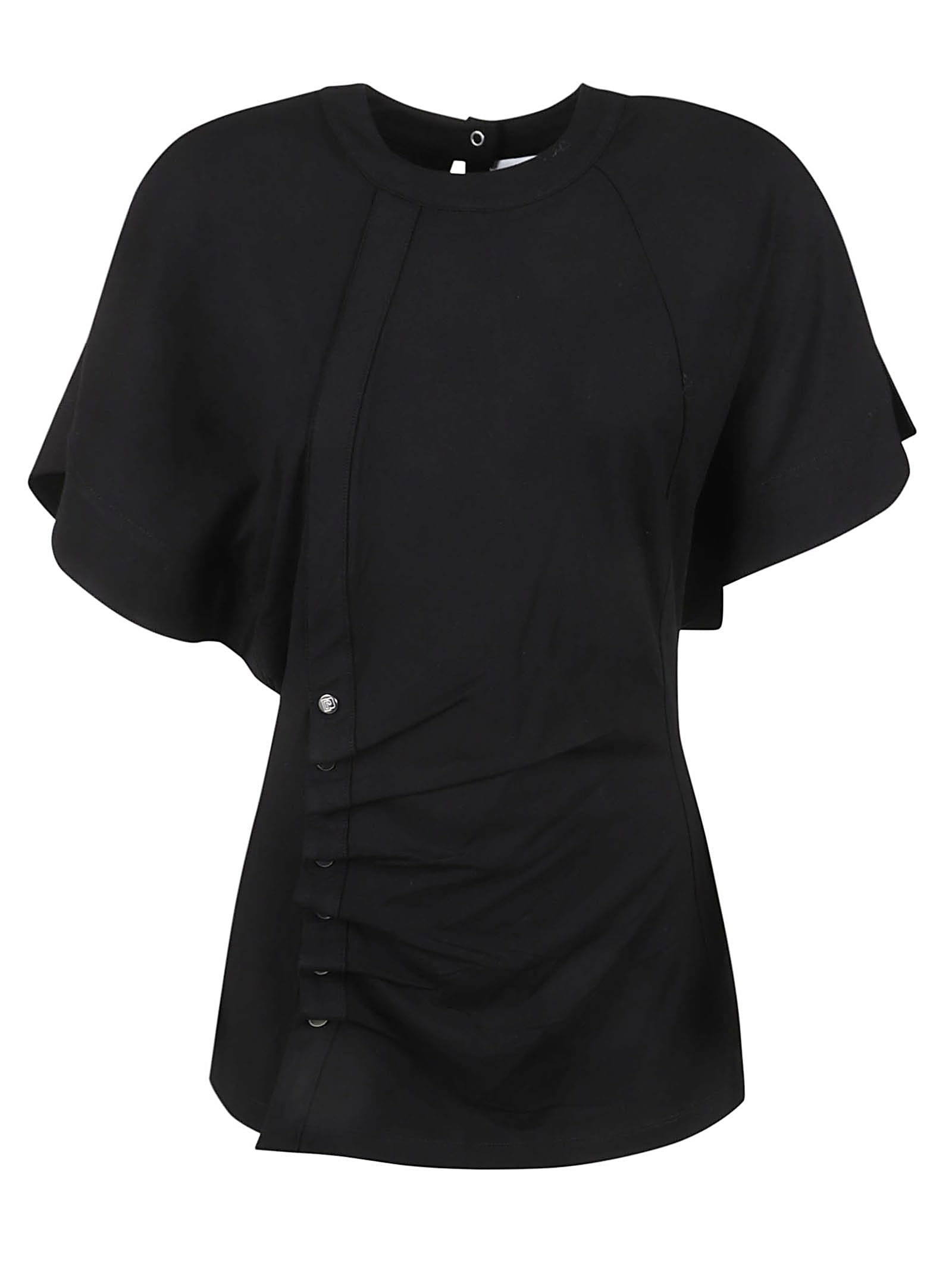 Paco Rabanne Wrap Buttoned Top In Black