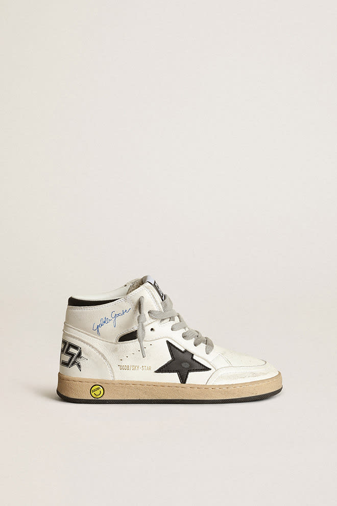 Golden Goose Kids' Sneakers With Application In Bianco-nero