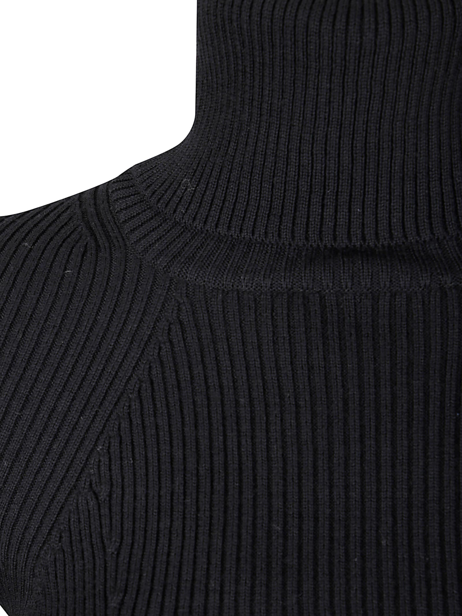 Junya Watanabe Ribbed Knit High Neck Sweater In Black