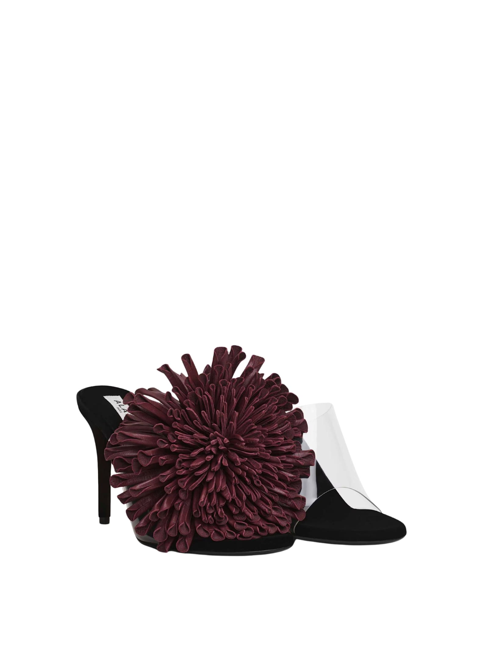 Alaïa Stiletto Heel Asymmetrical Open Toe Sandal In Burgundy