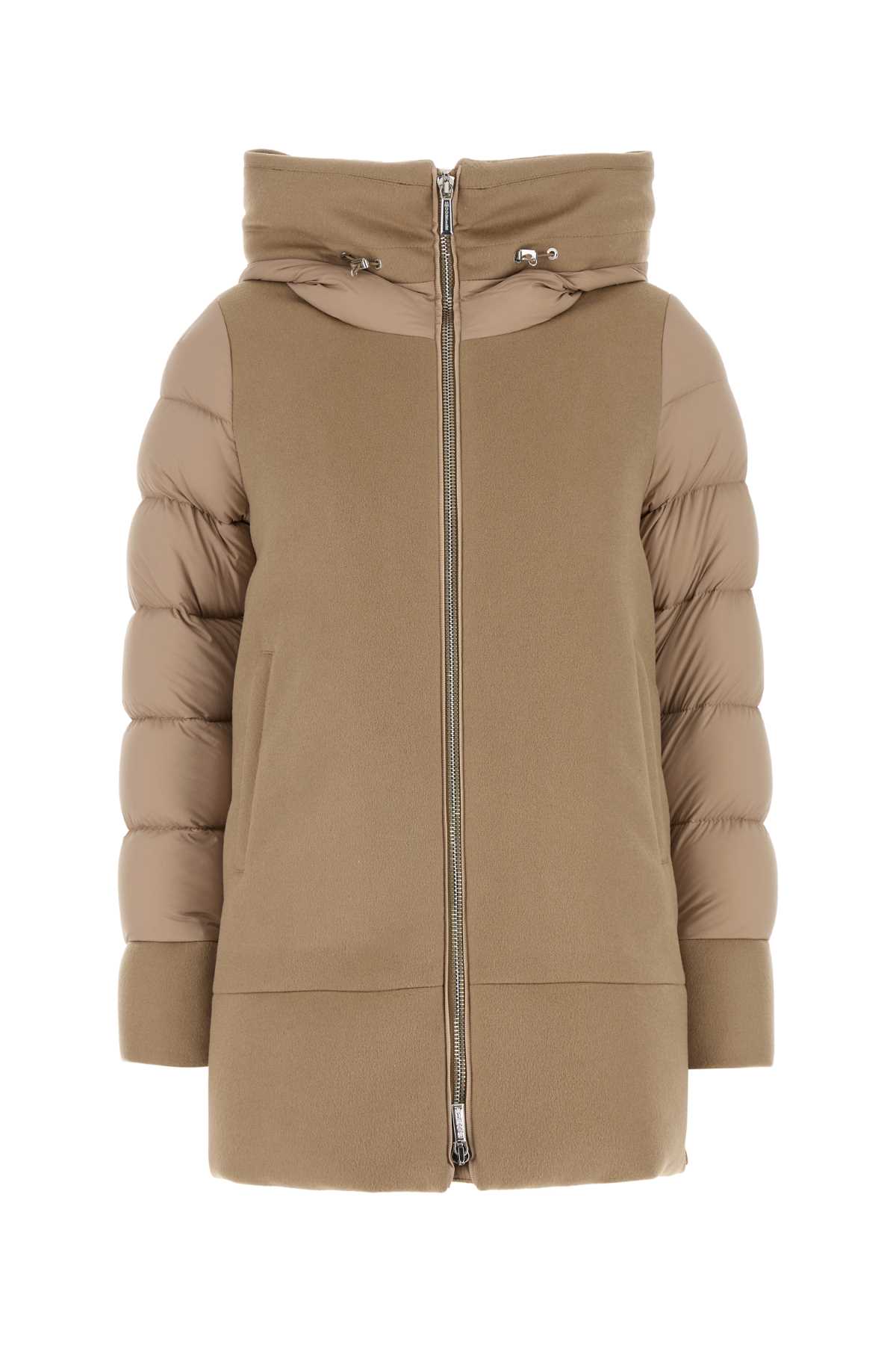 Shop Moorer Beige Wool Blend Fresia-le Down Jacket In Nocciola