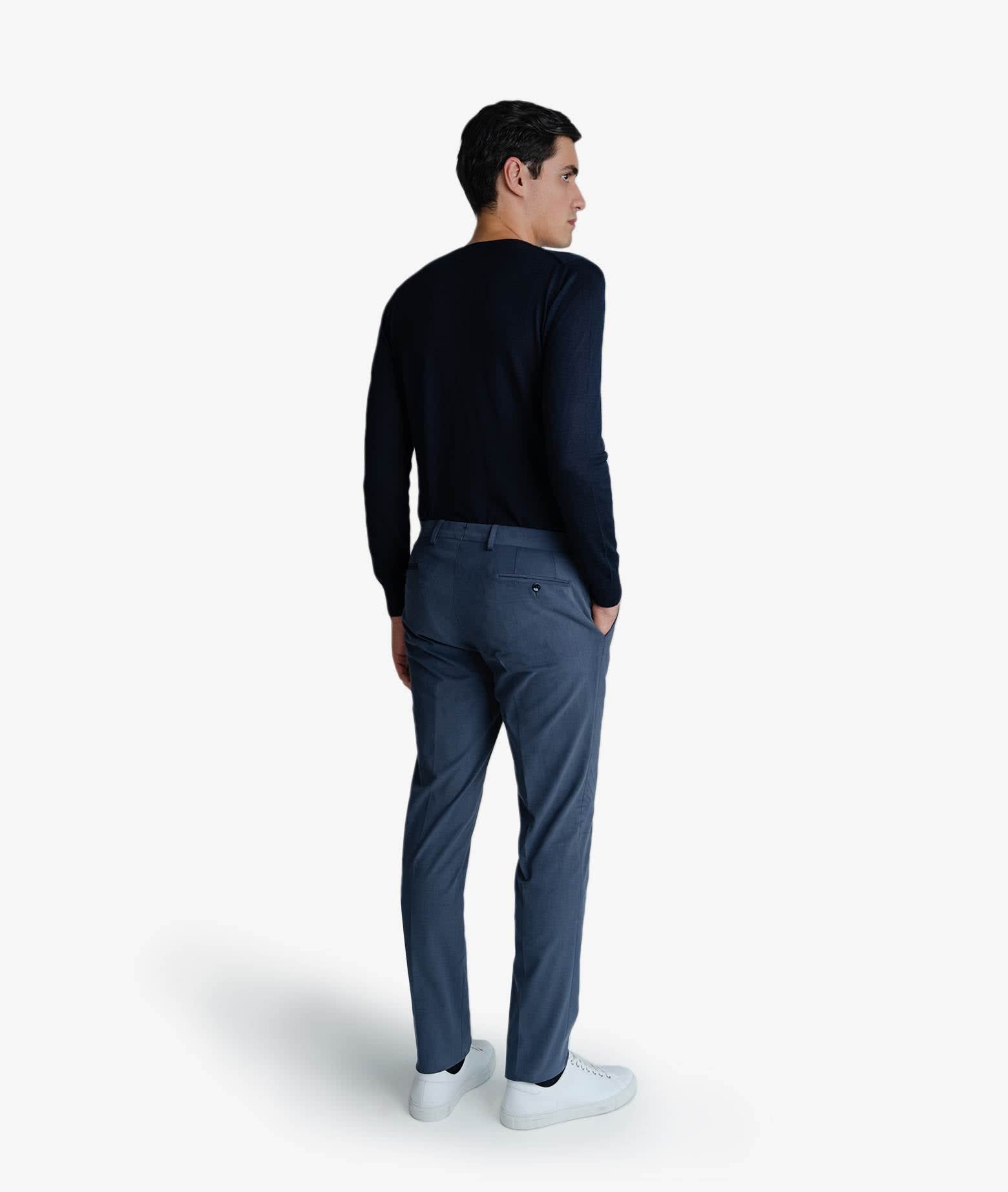 Shop Larusmiani Velvet Trousers Howard Pants In Darkblue