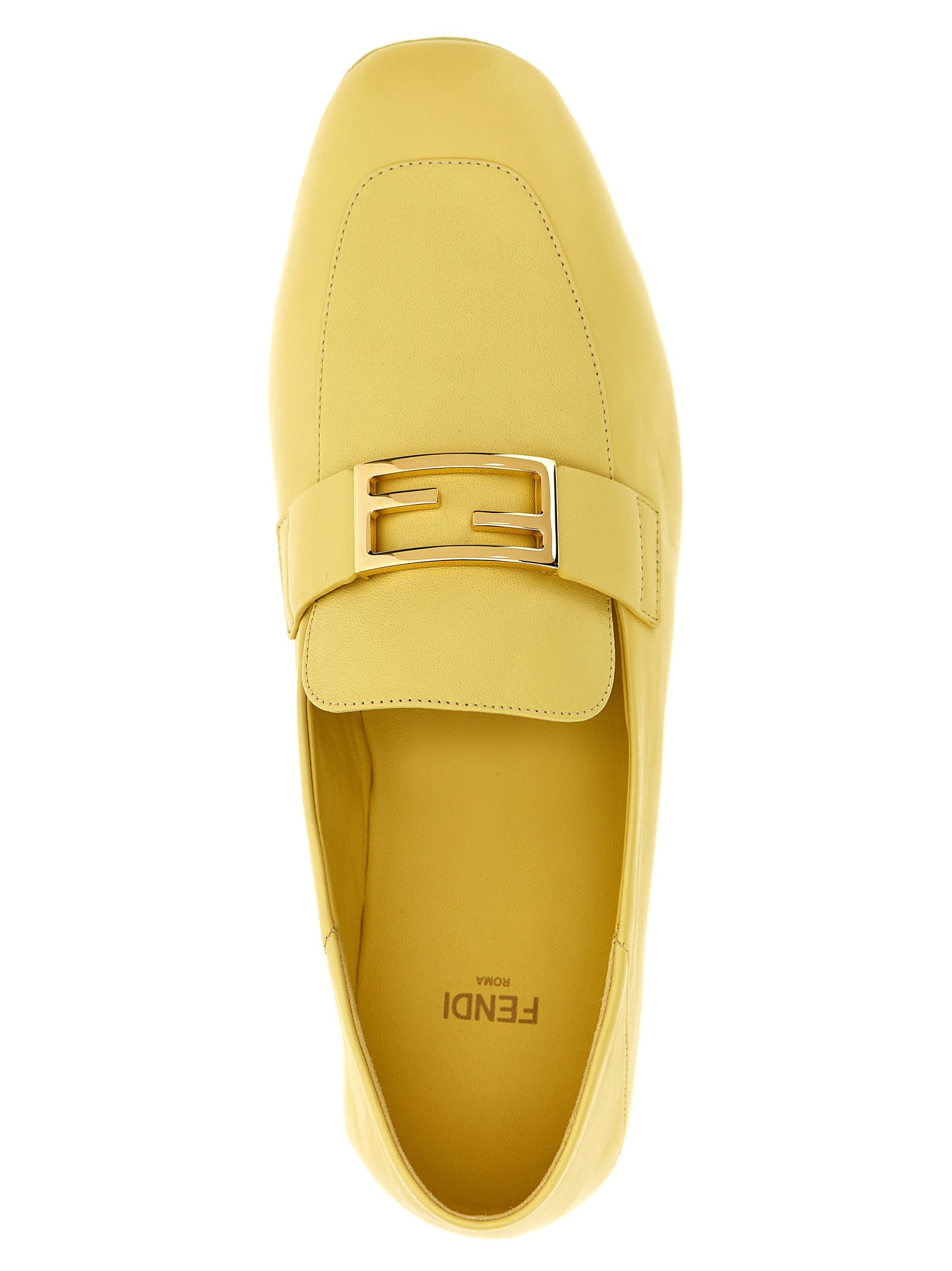 Shop Fendi Baguette Loafers In Yellow