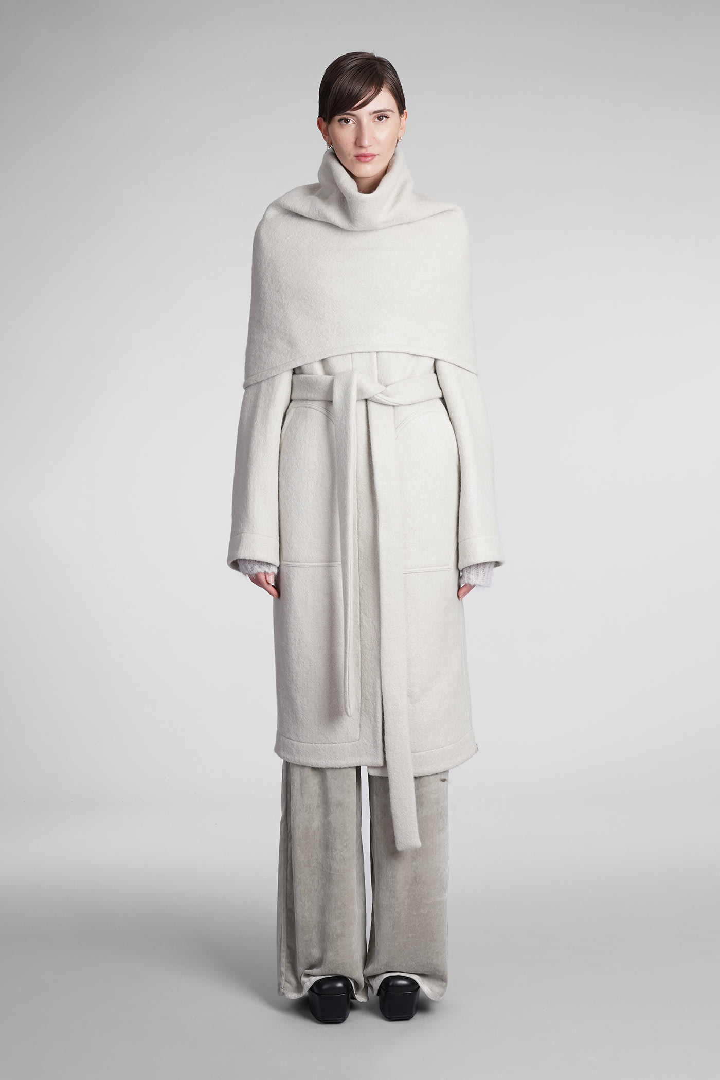 Rick Owens Dagger Layered Wool-blend Coat In Grey