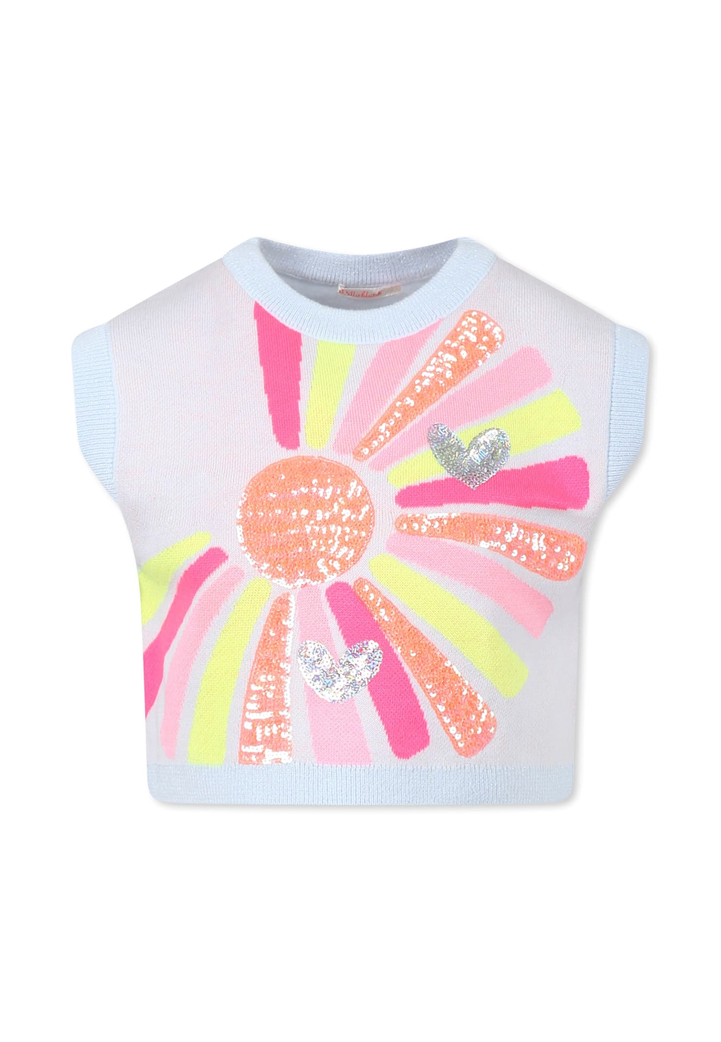 Billieblush Sequin-embellished Knitted Top In Light Blue