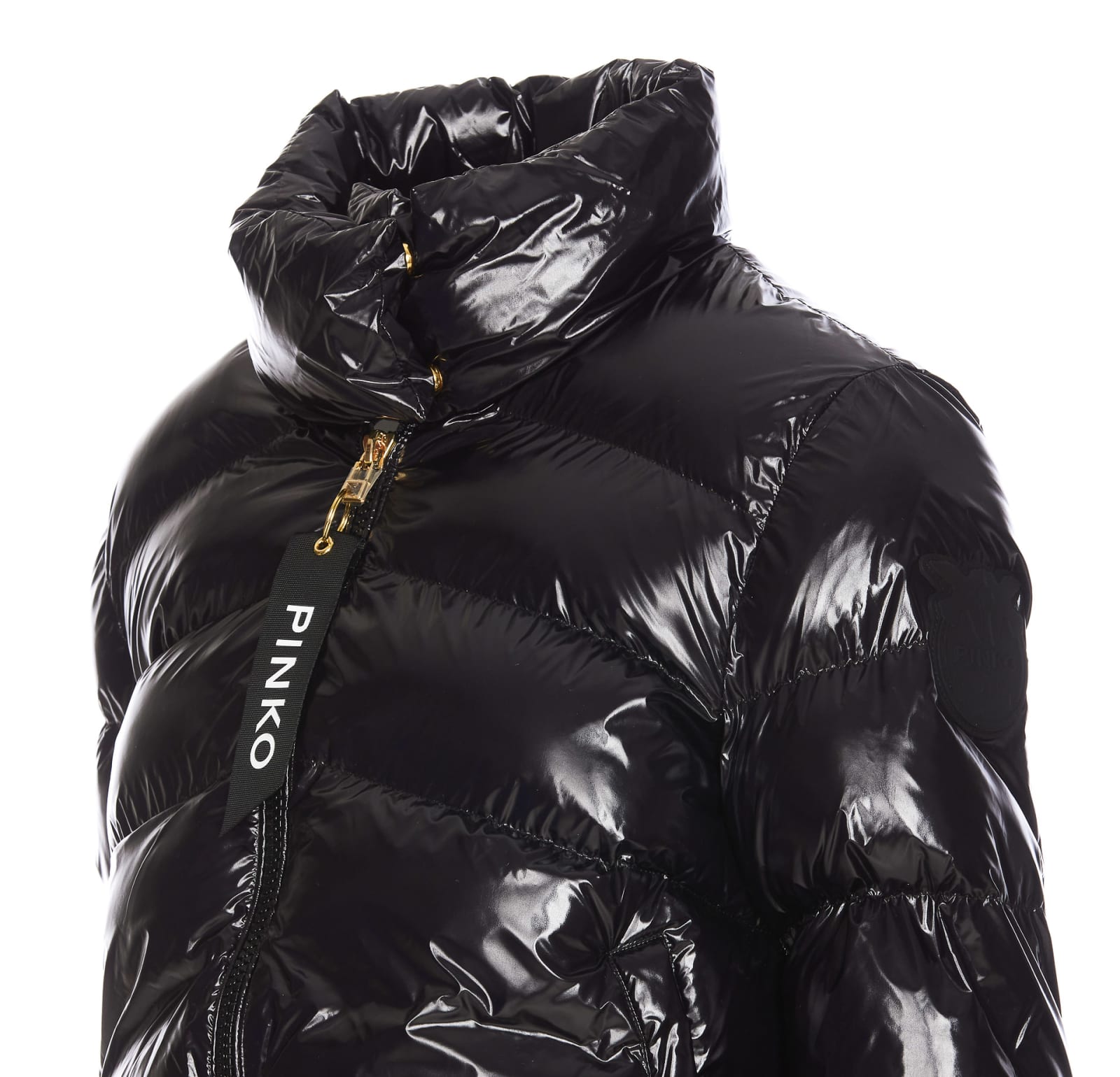 Shop Pinko Micro Down Jacket In Nero Limousine