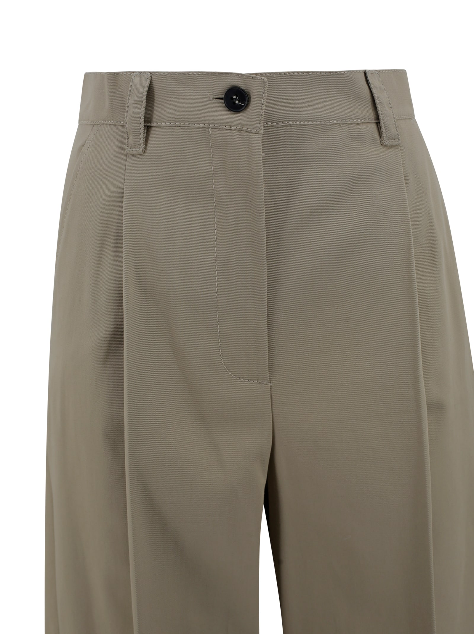 Weekend Max Mara Pantalone Ampio In Gabardina Di Cotone Beige In Beige