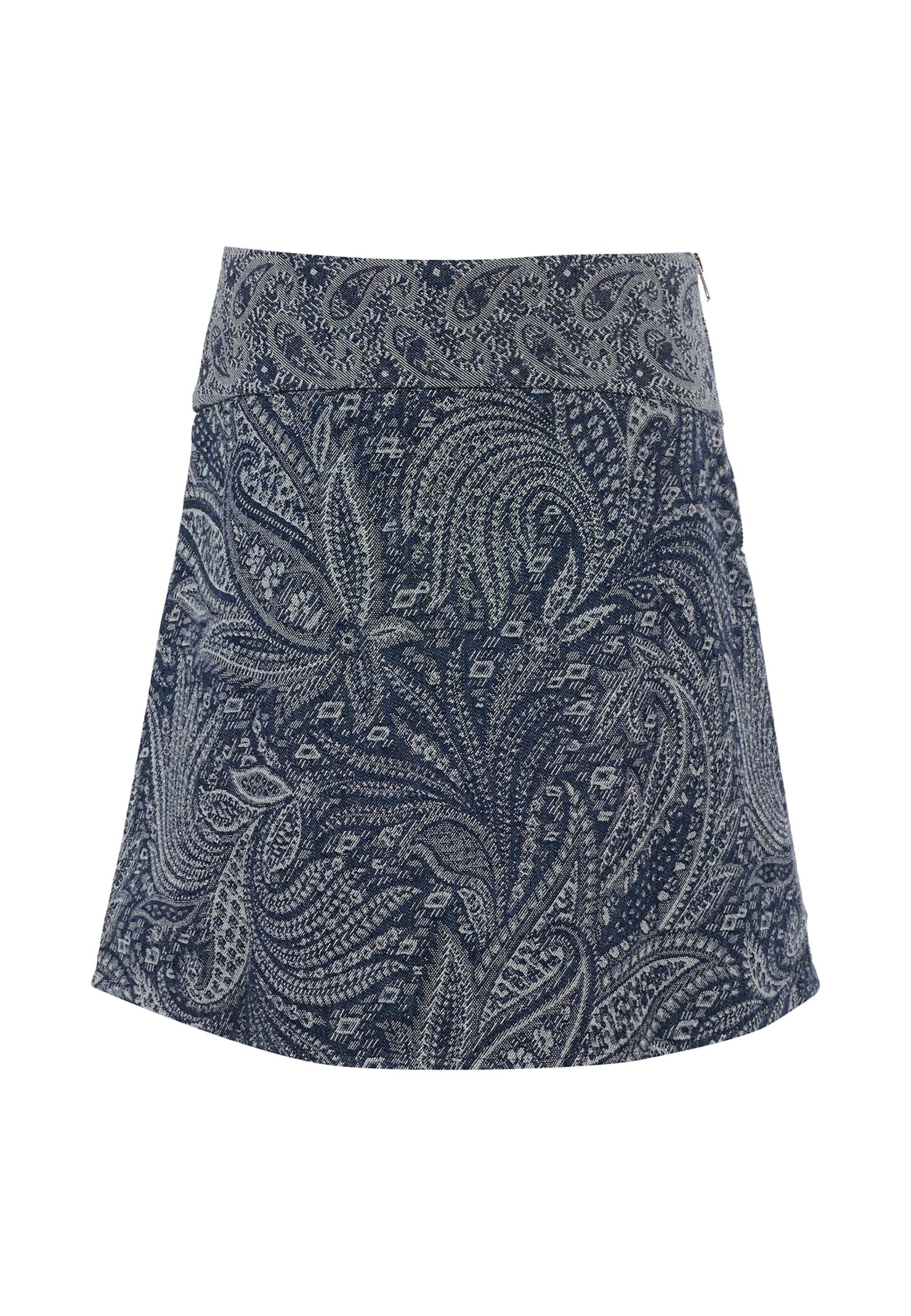 Etro Paisley-print Zip-fastening Skirt In Blue