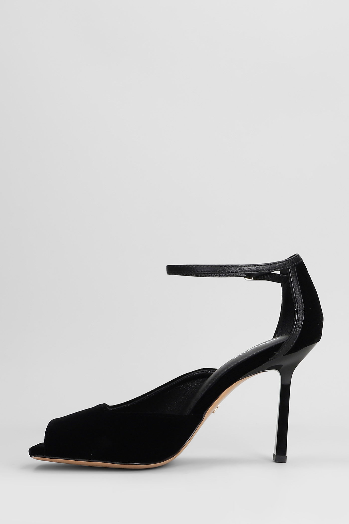 Lola Cruz Sandals In Black Velvet In Black
