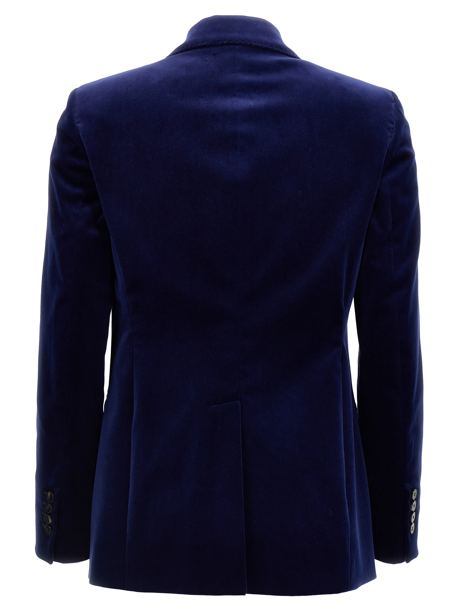 Shop Alberto Biani Single-breasted Velvet Blazer In Blue