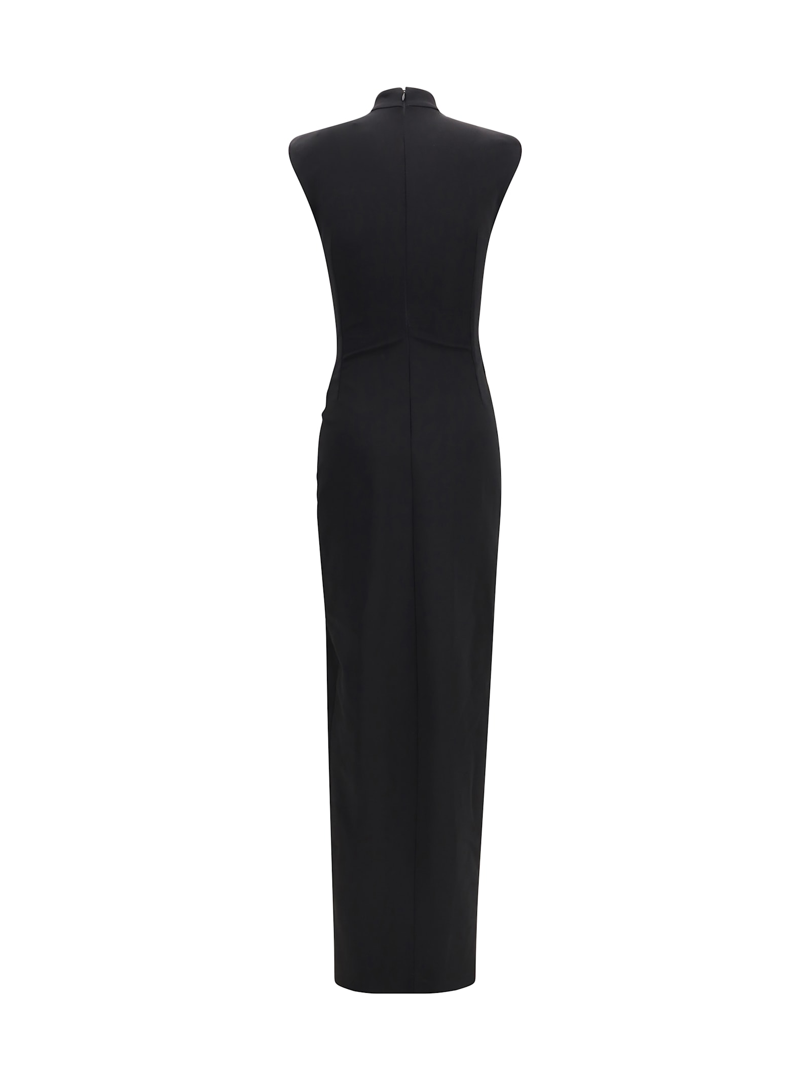 Balmain Zipped Compact Jersey Slit Long Dress Clothing In Black