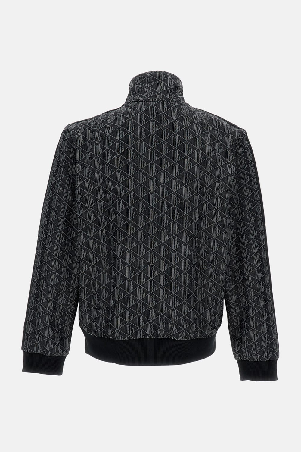 Lacoste Paris Zip-up Jacquard Jacket In Black