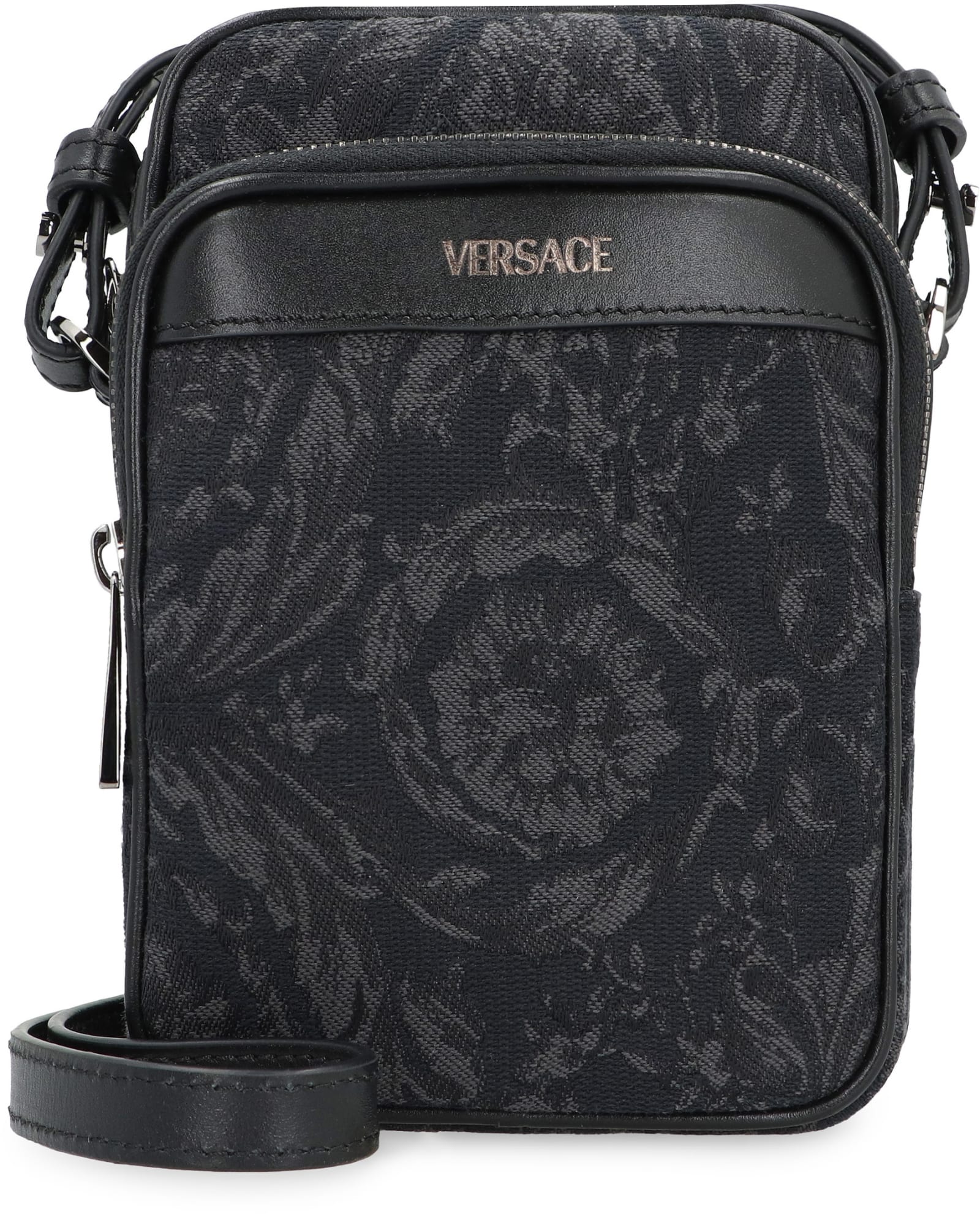 Shop Versace Athena Crossbody Bag In Black