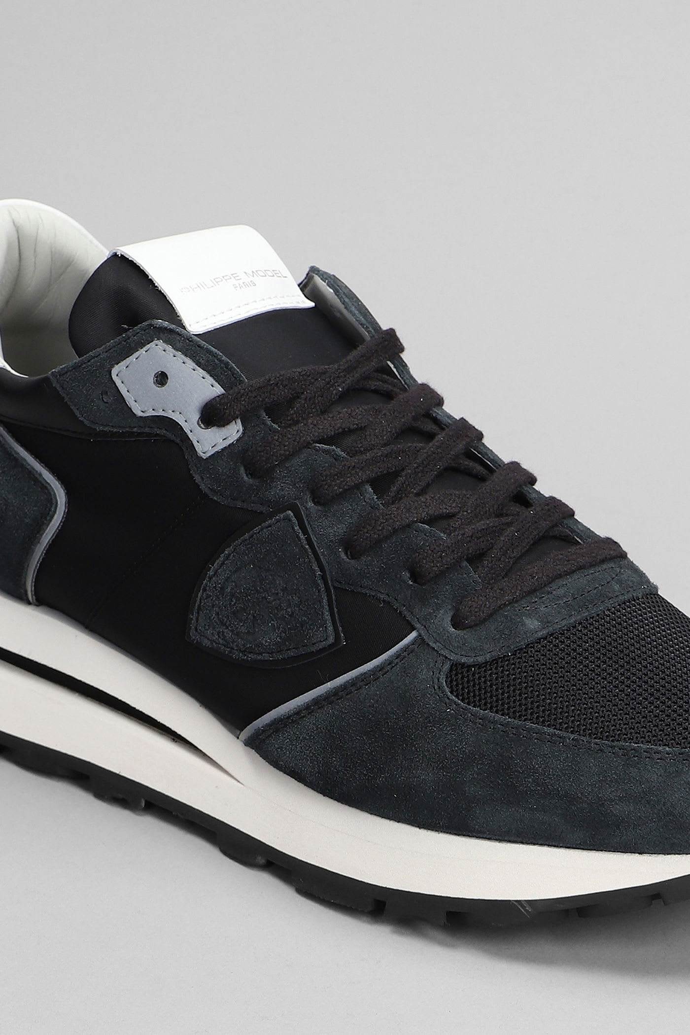 Philippe Model Tropez Haute Low Sneakers In Black Suede And Fabric In Black