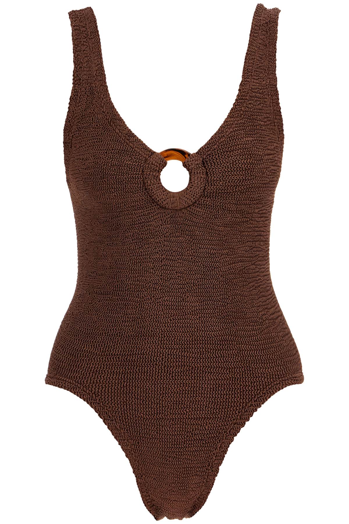 Hunza G Celine Metallic One-piece Swims In Metallic Chocolate (brown)