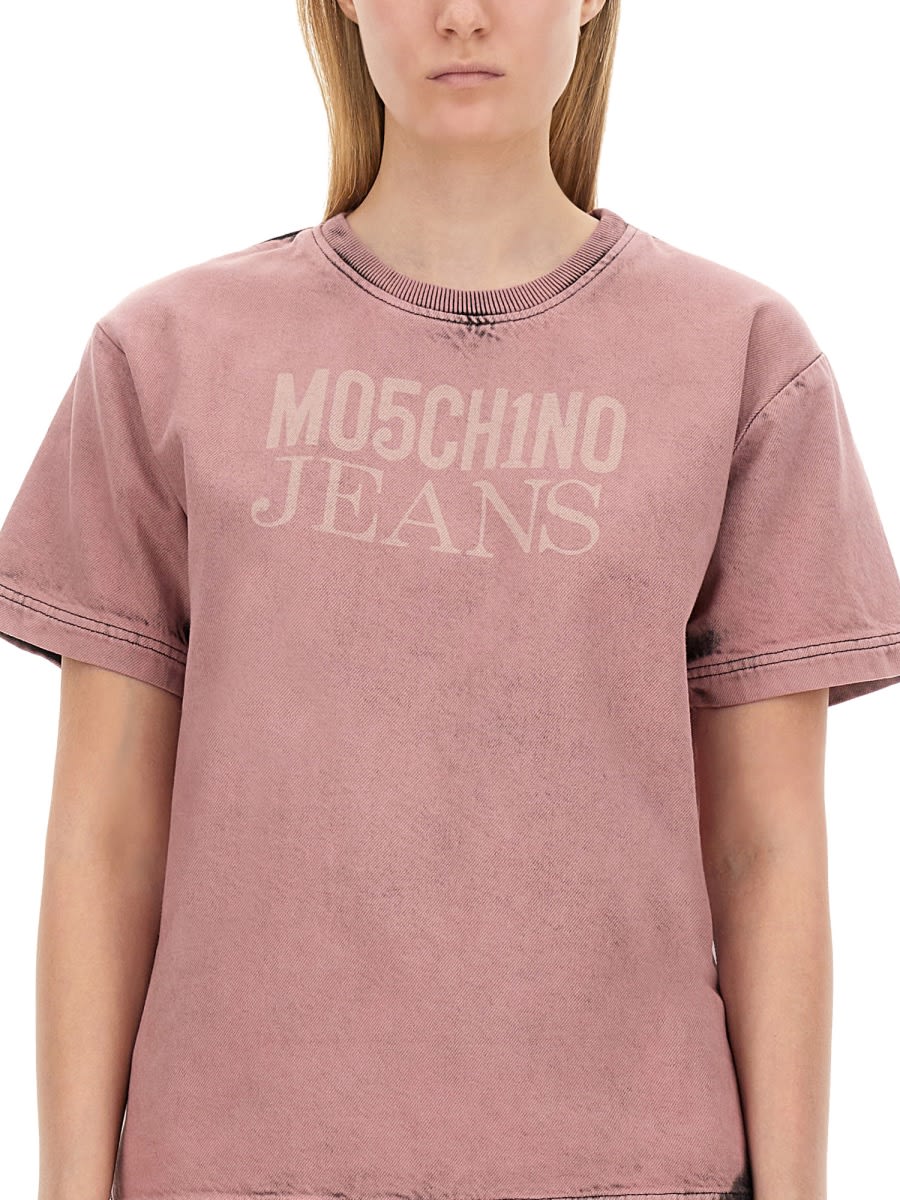 Shop M05ch1n0 Jeans T-shirt With Logo In Pink