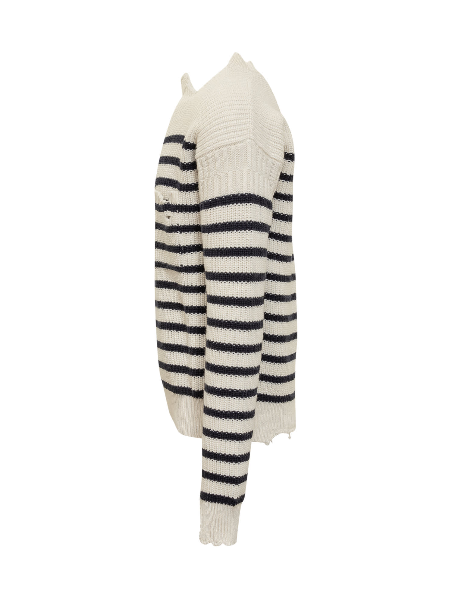 Shop Marni Striped Sweater In Stone White