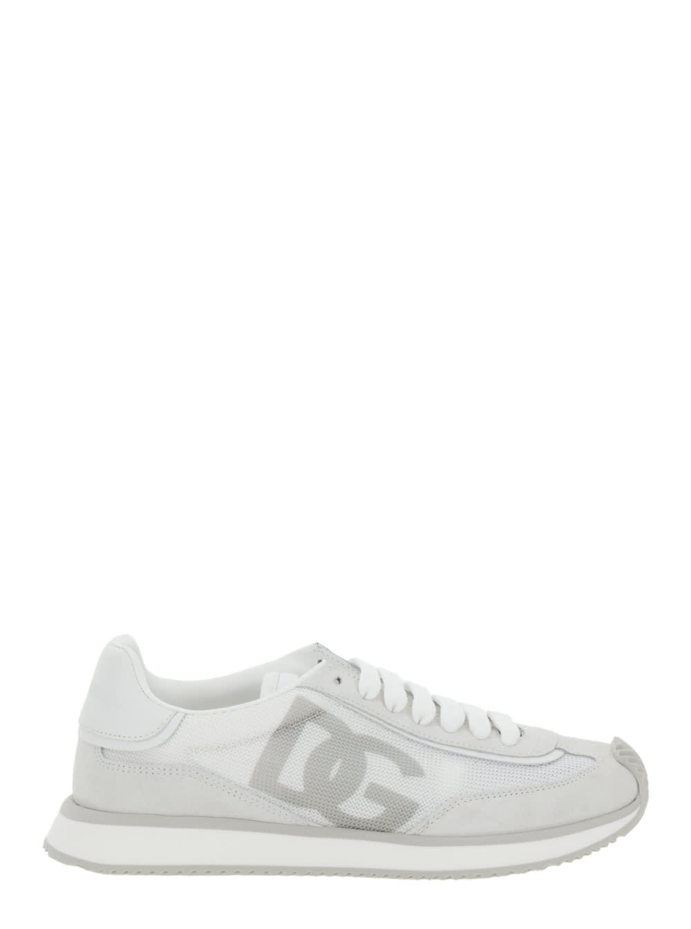 Shop Dolce & Gabbana Dg Cushion White Low Top Sneakers In Mixed Materials Woman