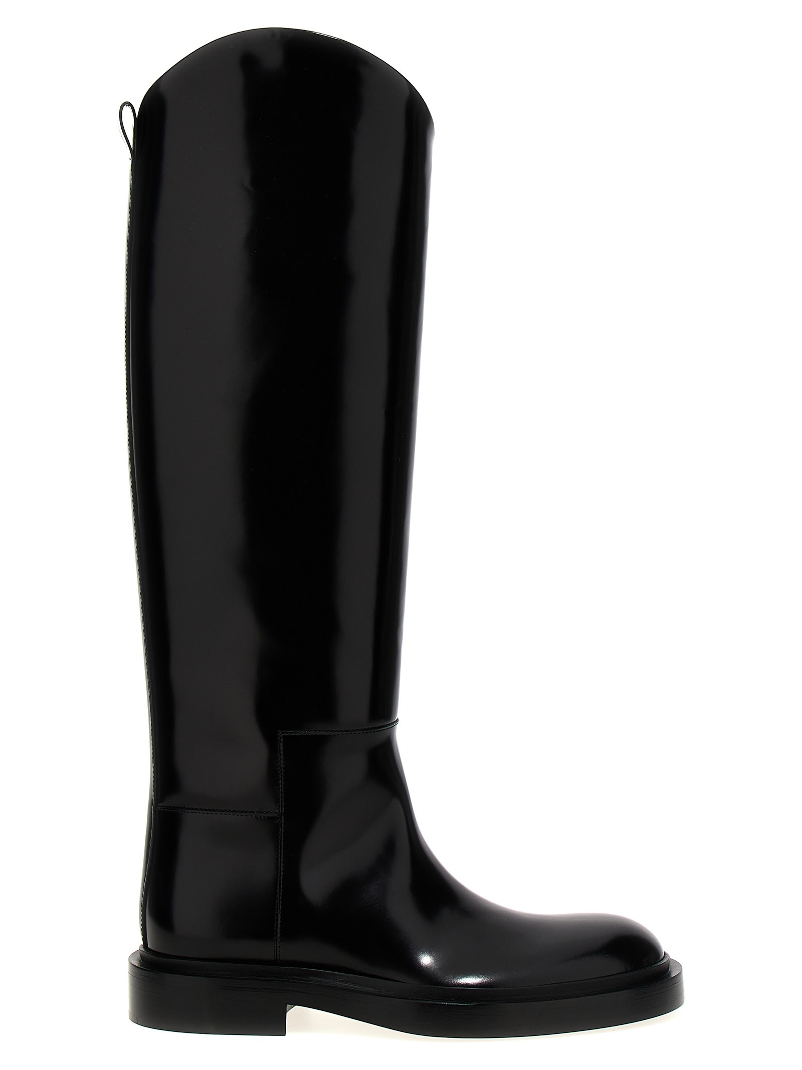 Jil Sander Leather Boots In Black
