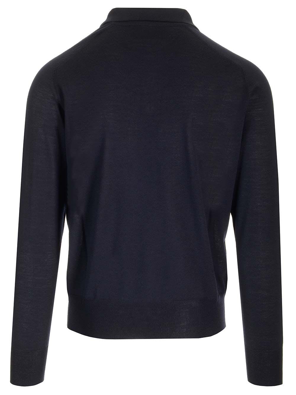 Shop Ami Alexandre Mattiussi Long-sleeved Wool Polo In Blue