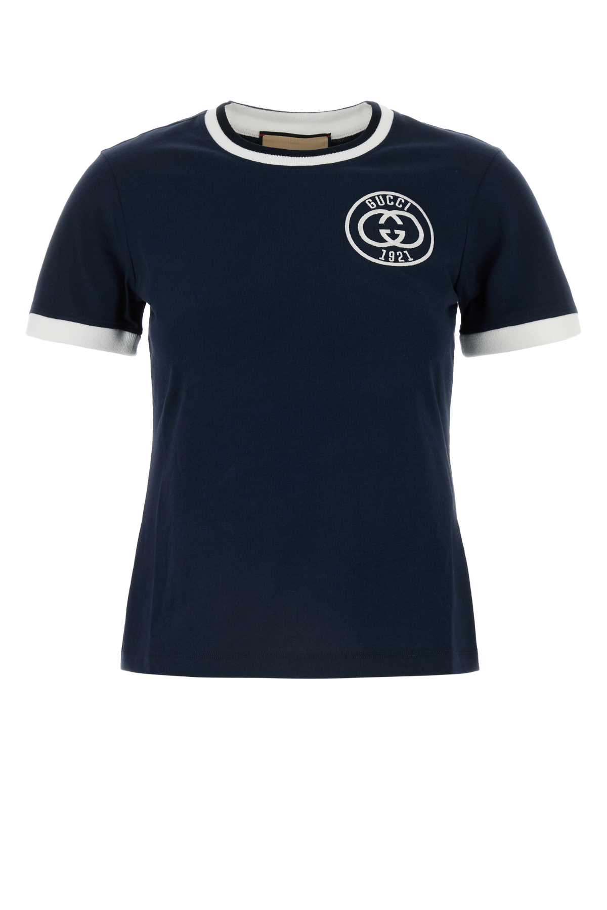 Shop Gucci Navy Blue Cotton T-shirt In Sportynavymix