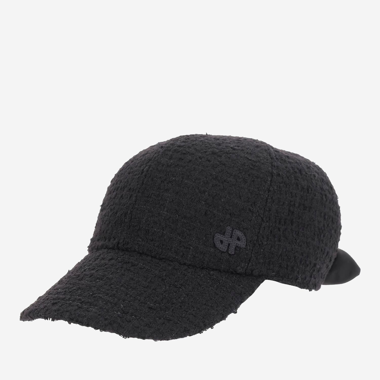 Patou Black Textured Tweed Baseball Cap In Black