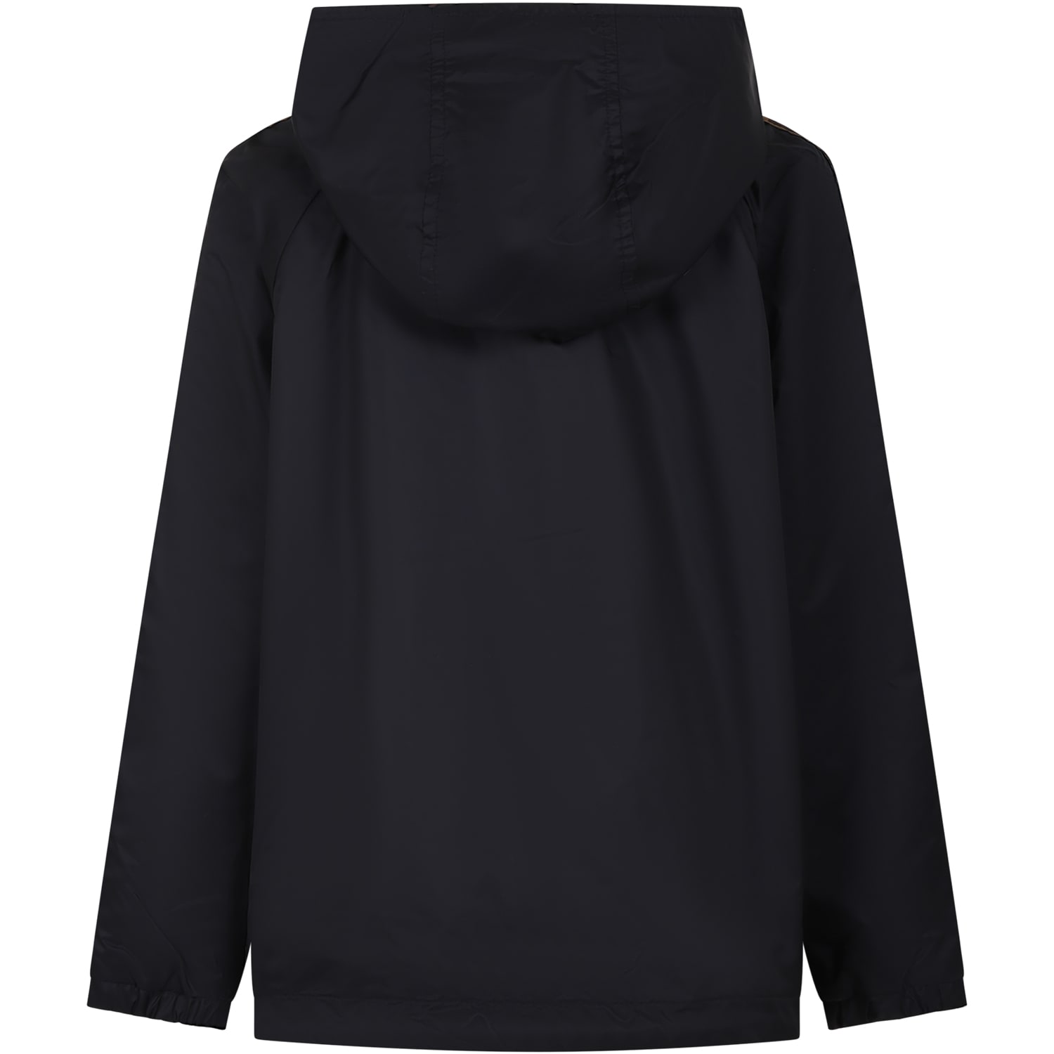 Shop Fendi Black Reversible Raincoat For Kids With Double F