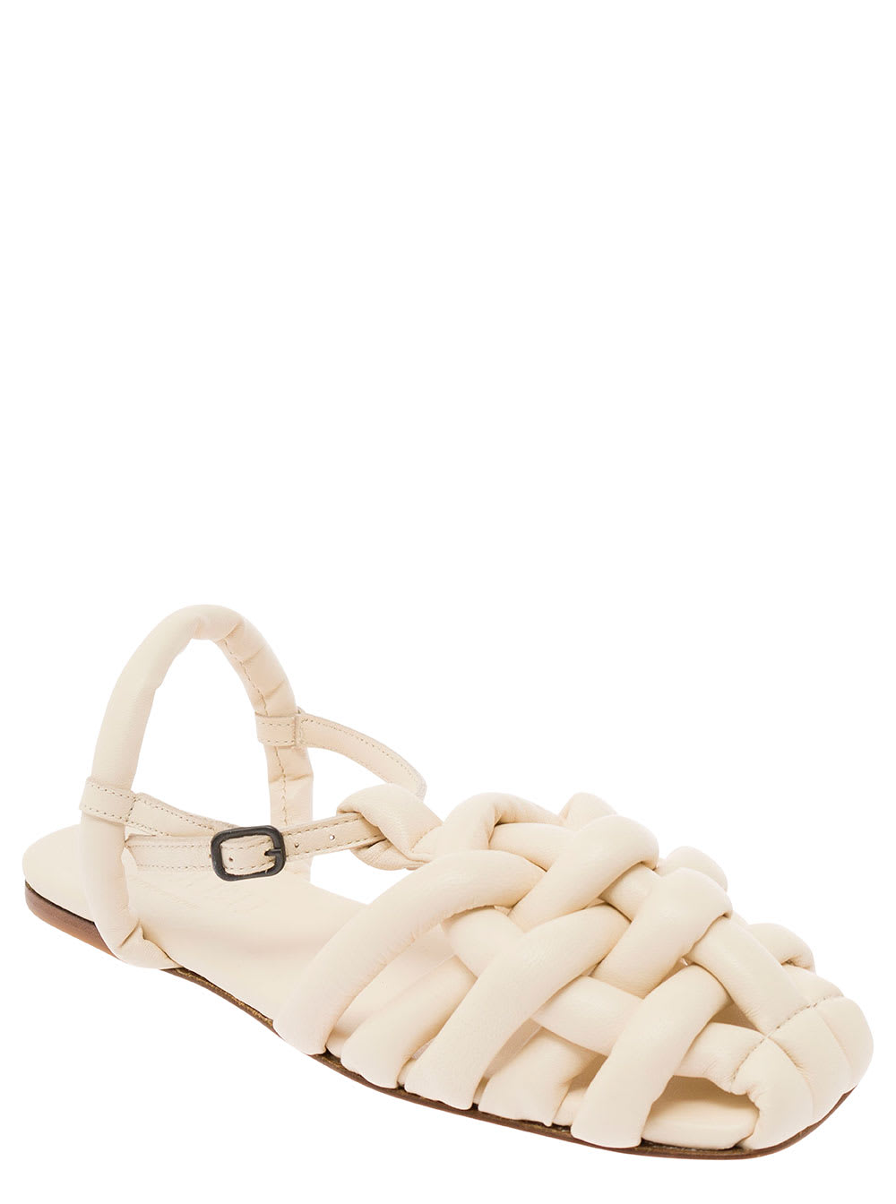 Shop Hereu Cabersa White Sandals In Woven Leather Woman