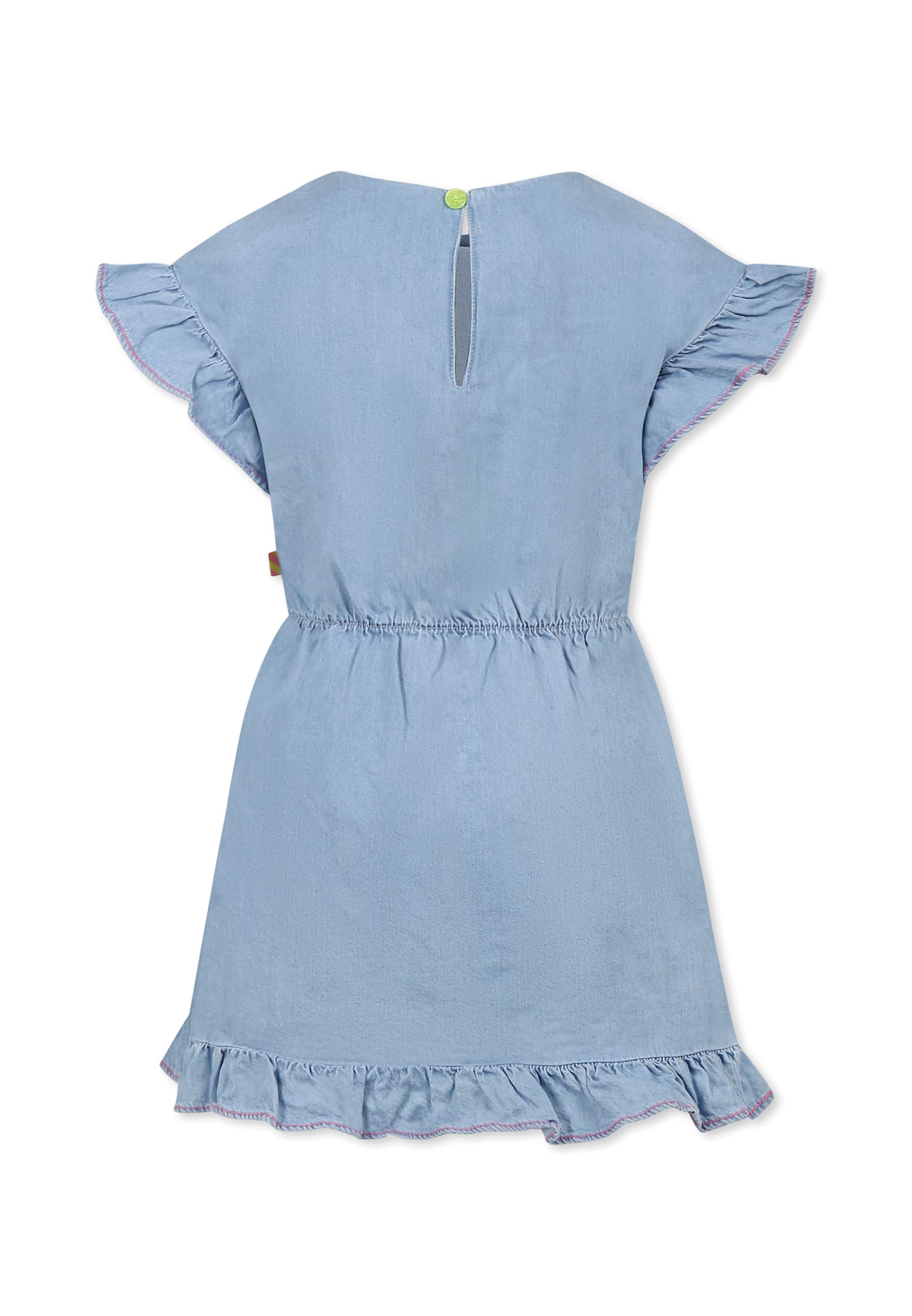Billieblush Denim Dress For Girl With Palm Tree In Denim