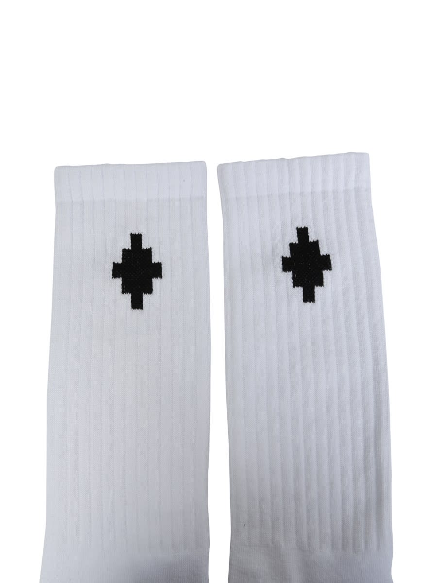 Shop Marcelo Burlon County Of Milan Cross Sideway Socks In White