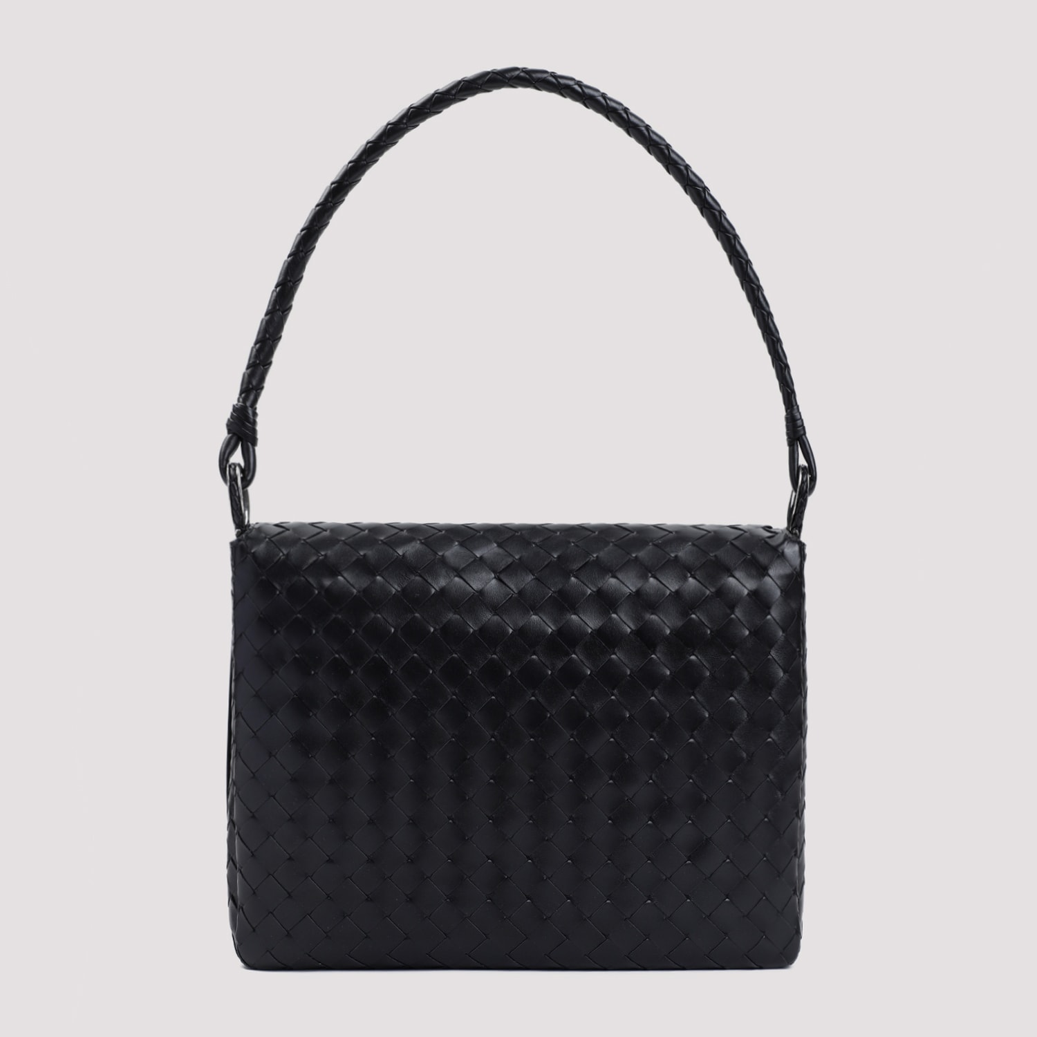 Shop Bottega Veneta Small Wing Intrecciato Shoulder Bag In Black Silver