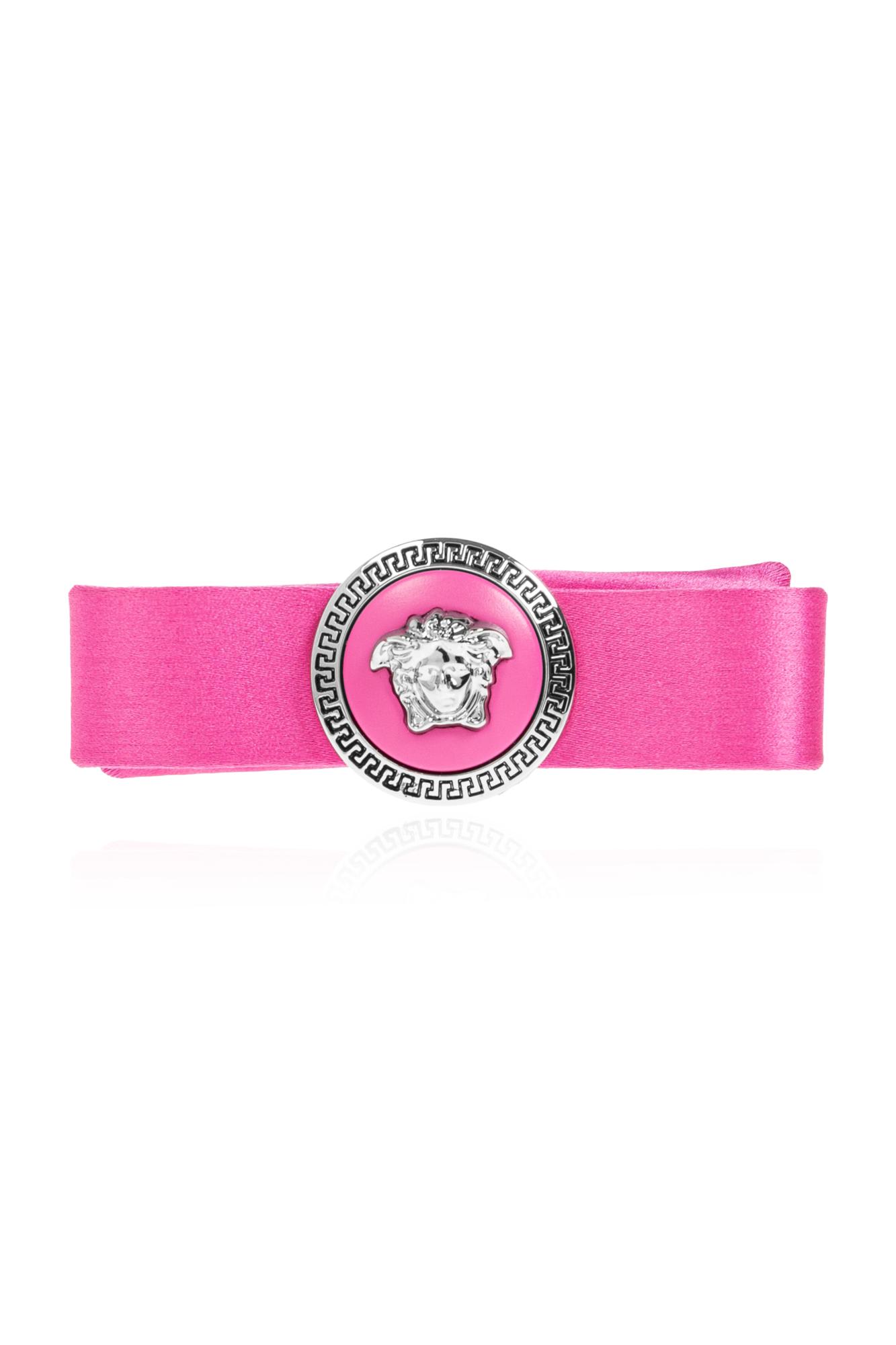 Versace Biggie Medusa Satin Hair Clip In Pink