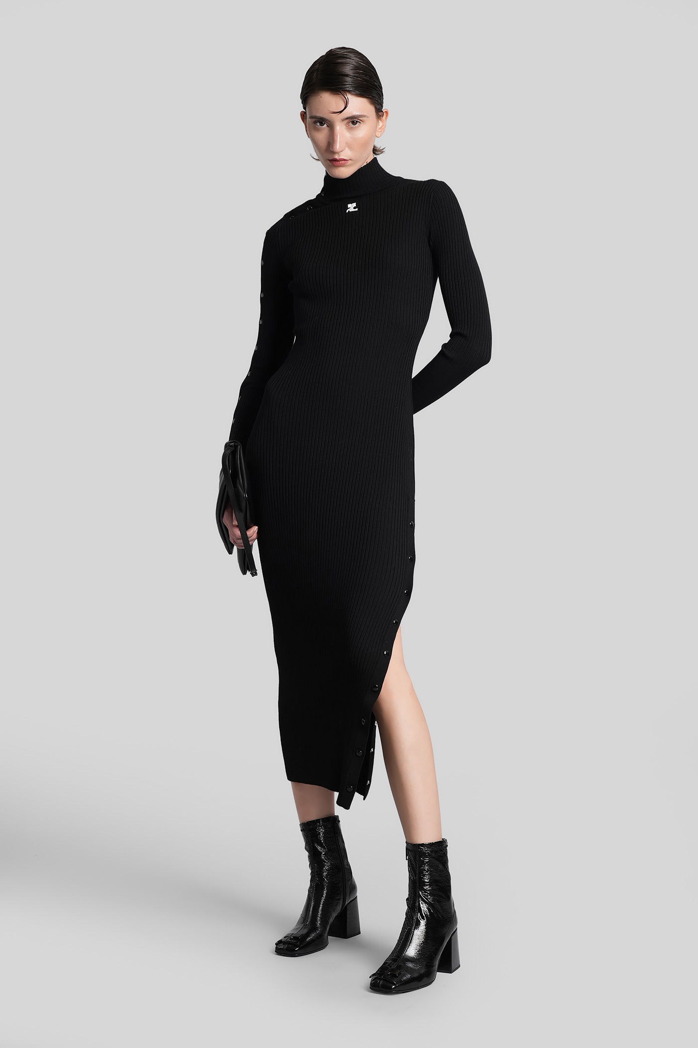 Courrèges Long Dress In Black Viscose In Black
