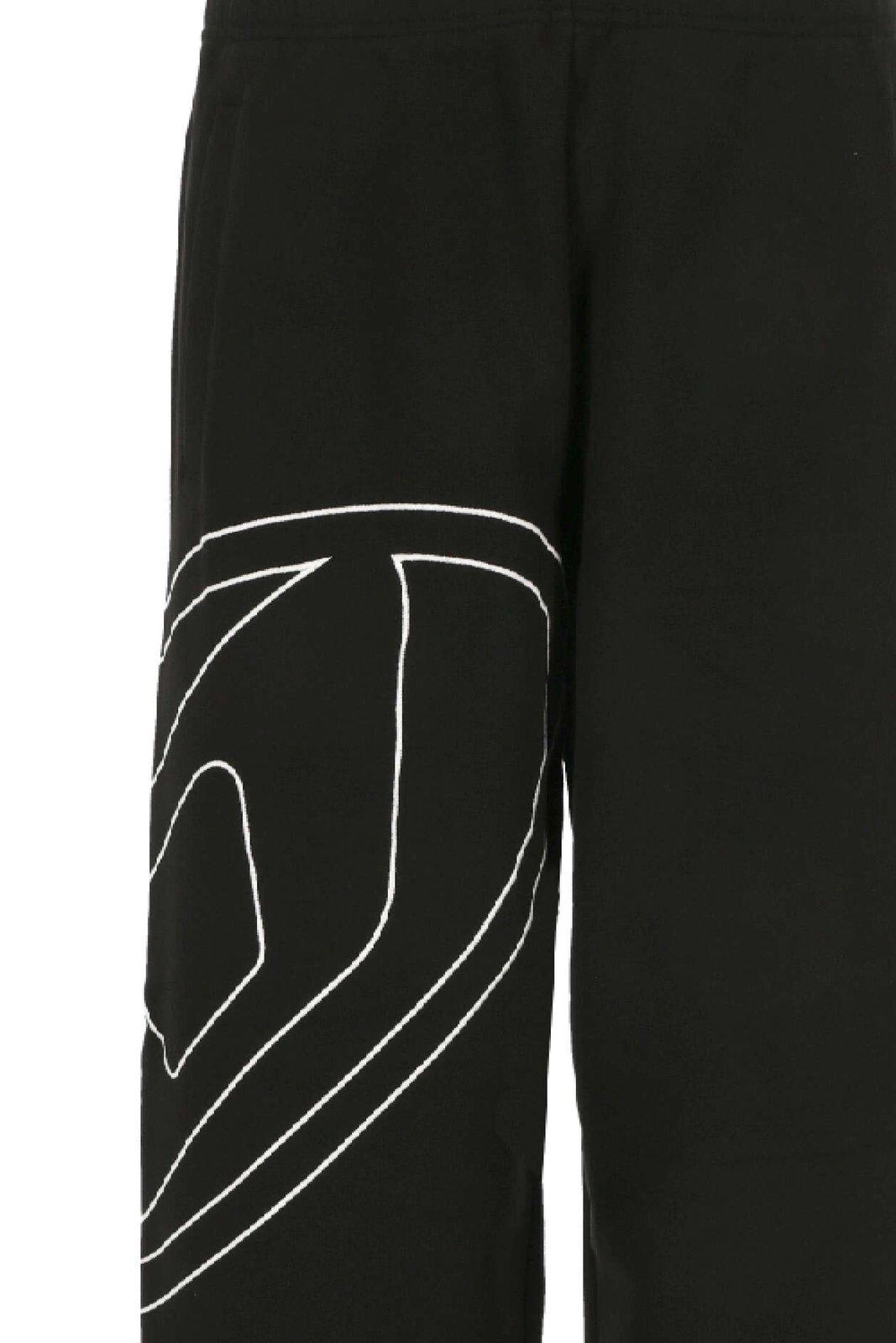 Shop Diesel Oval-d Logo Embroidered Track Pants  In Black