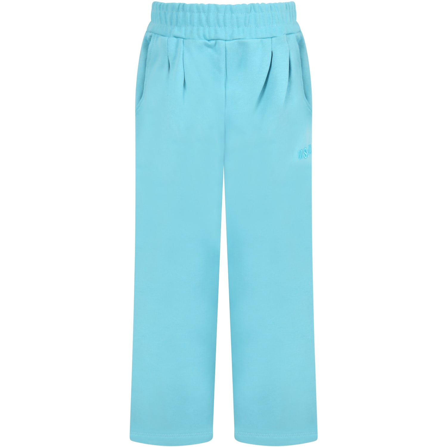 MSGM Light Blue Sweatpant For Girl With Logo